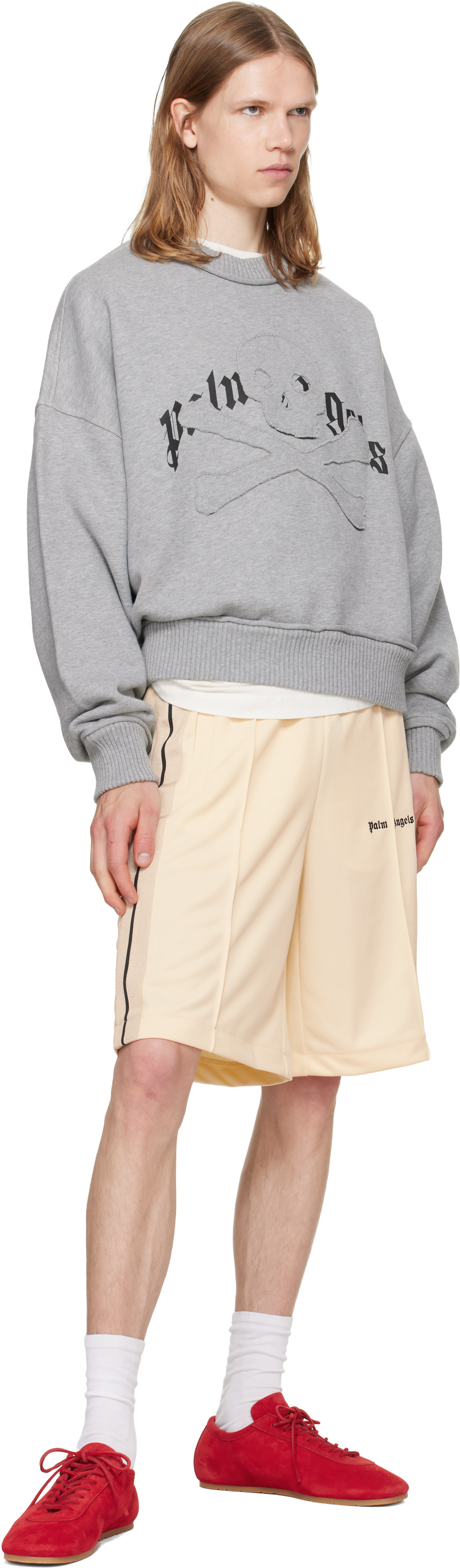 Palm Angels: オフホワイト Classic Logo トラック ショートパンツ
