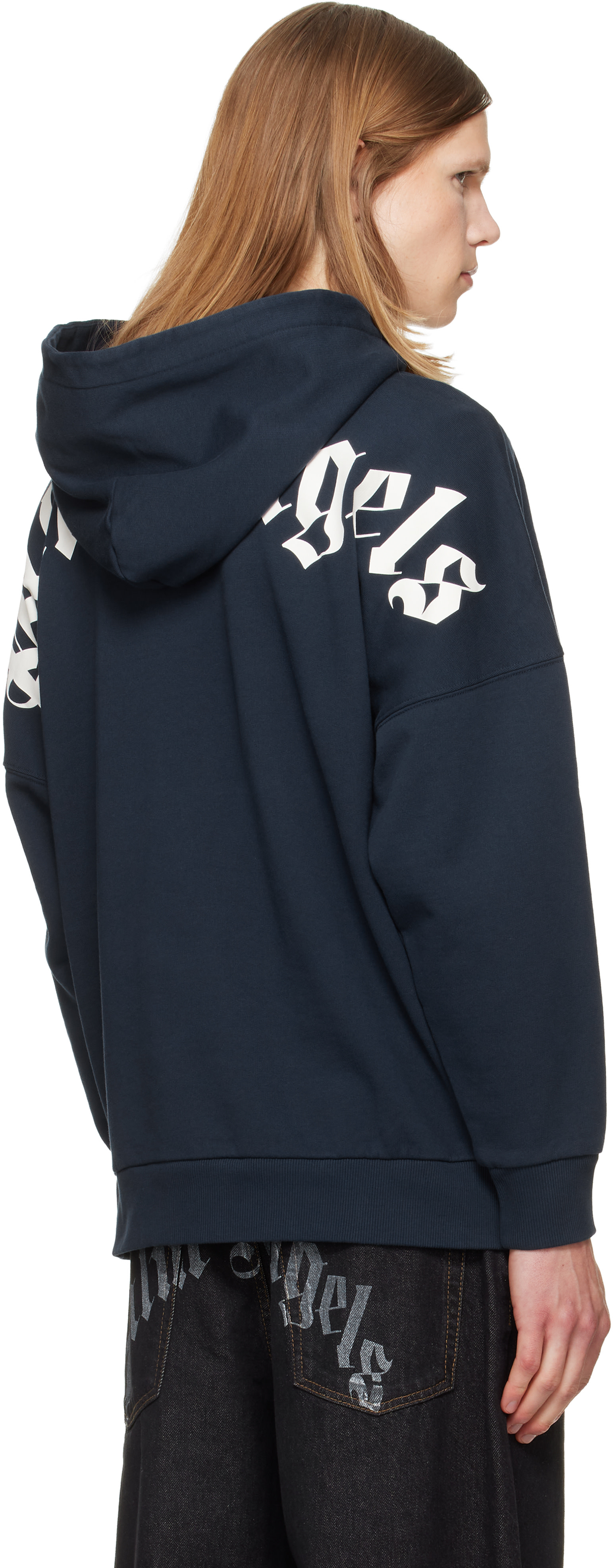 Palm Angels - Pull à capuche bleu marine à logo