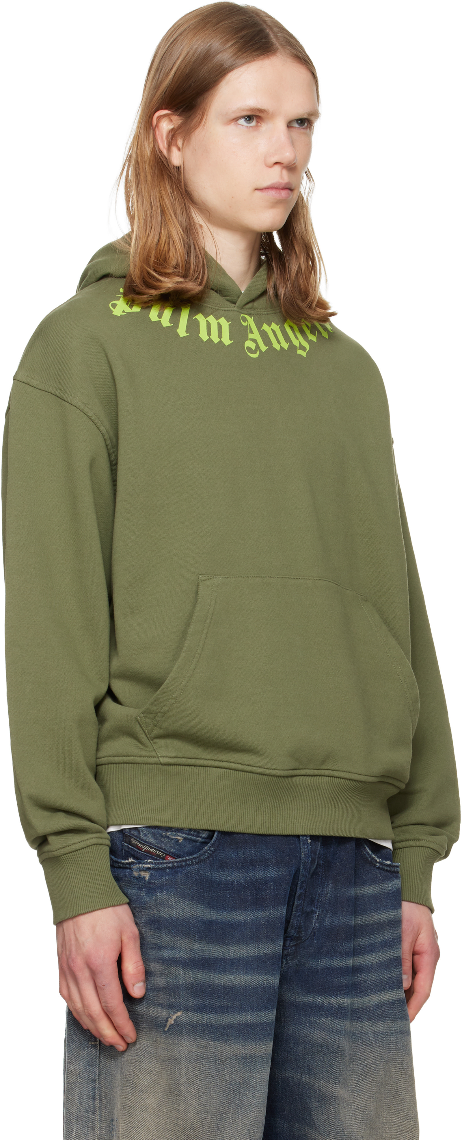 Palm Angels - Pull à capuche kaki à logo