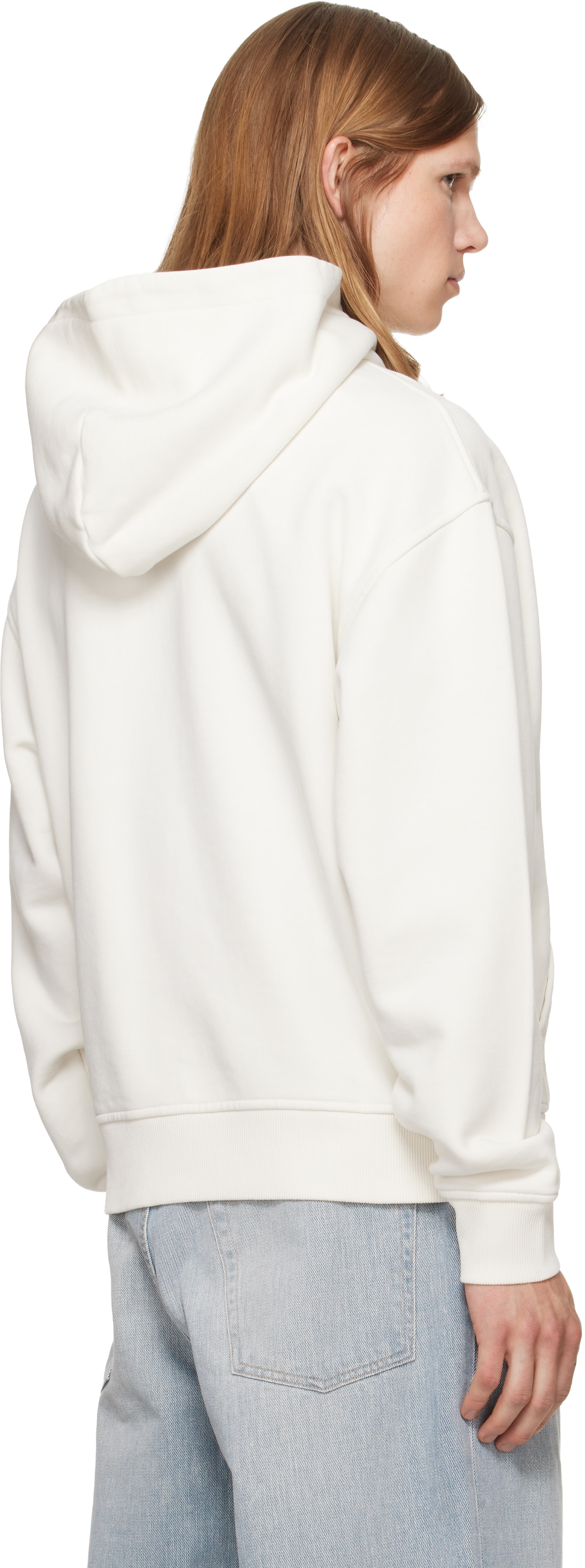 Palm Angels - Pull à capuche blanc cassé à appliqué d'ourson