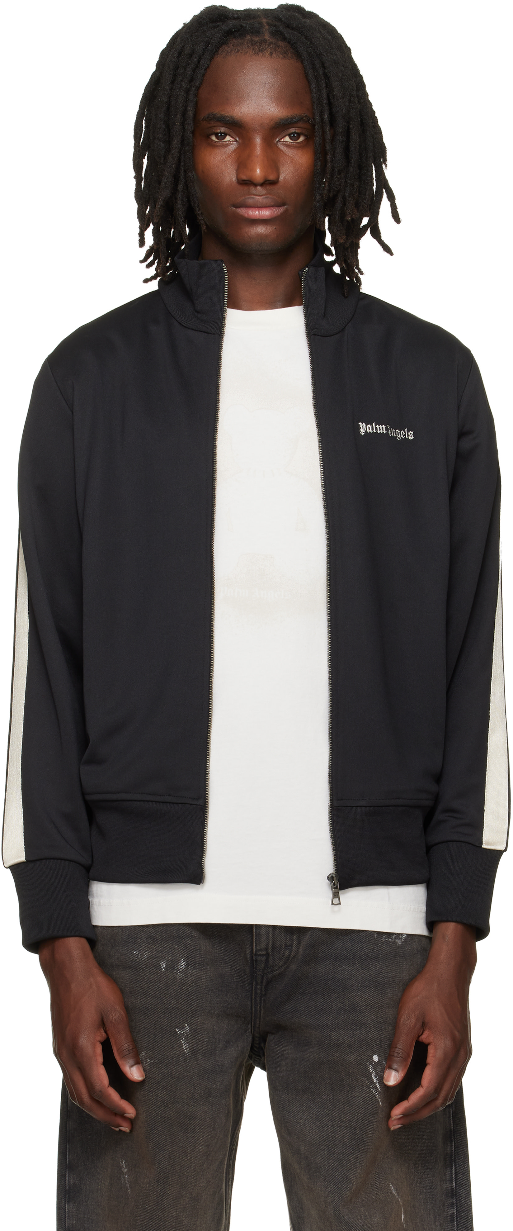 Palm Angels クラシックトラックジャケット　XS Palm Angels: ブラック Classic Logo トラックジャケット | SSENSE 日本