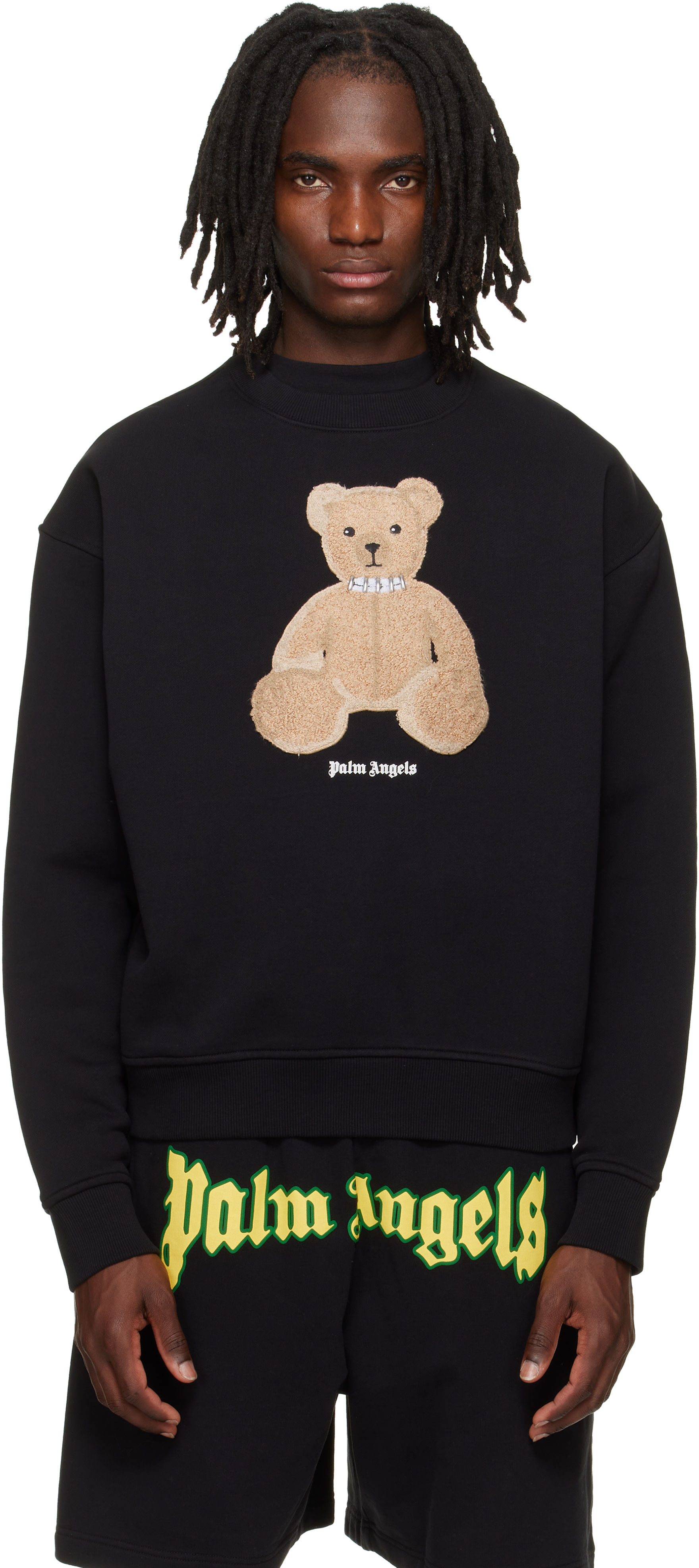 Palm Angels - Pull molletonné noir à image à logo