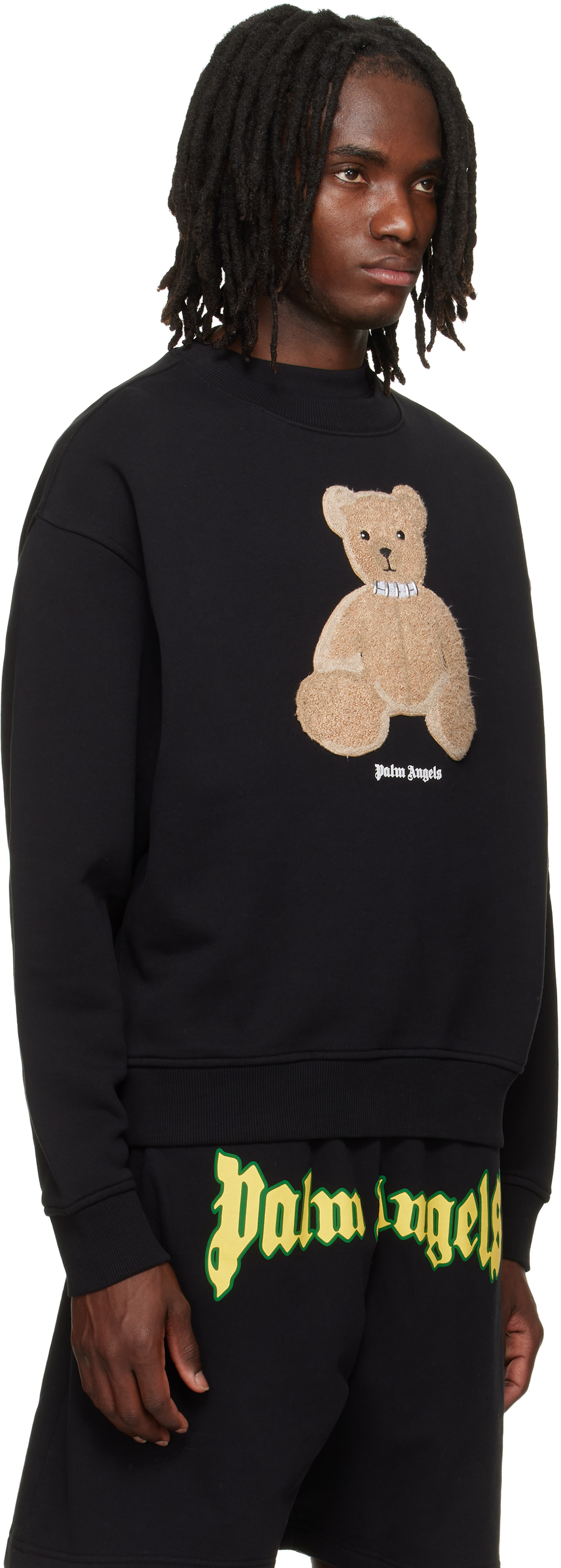 Palm Angels - Pull molletonné noir à image à logo