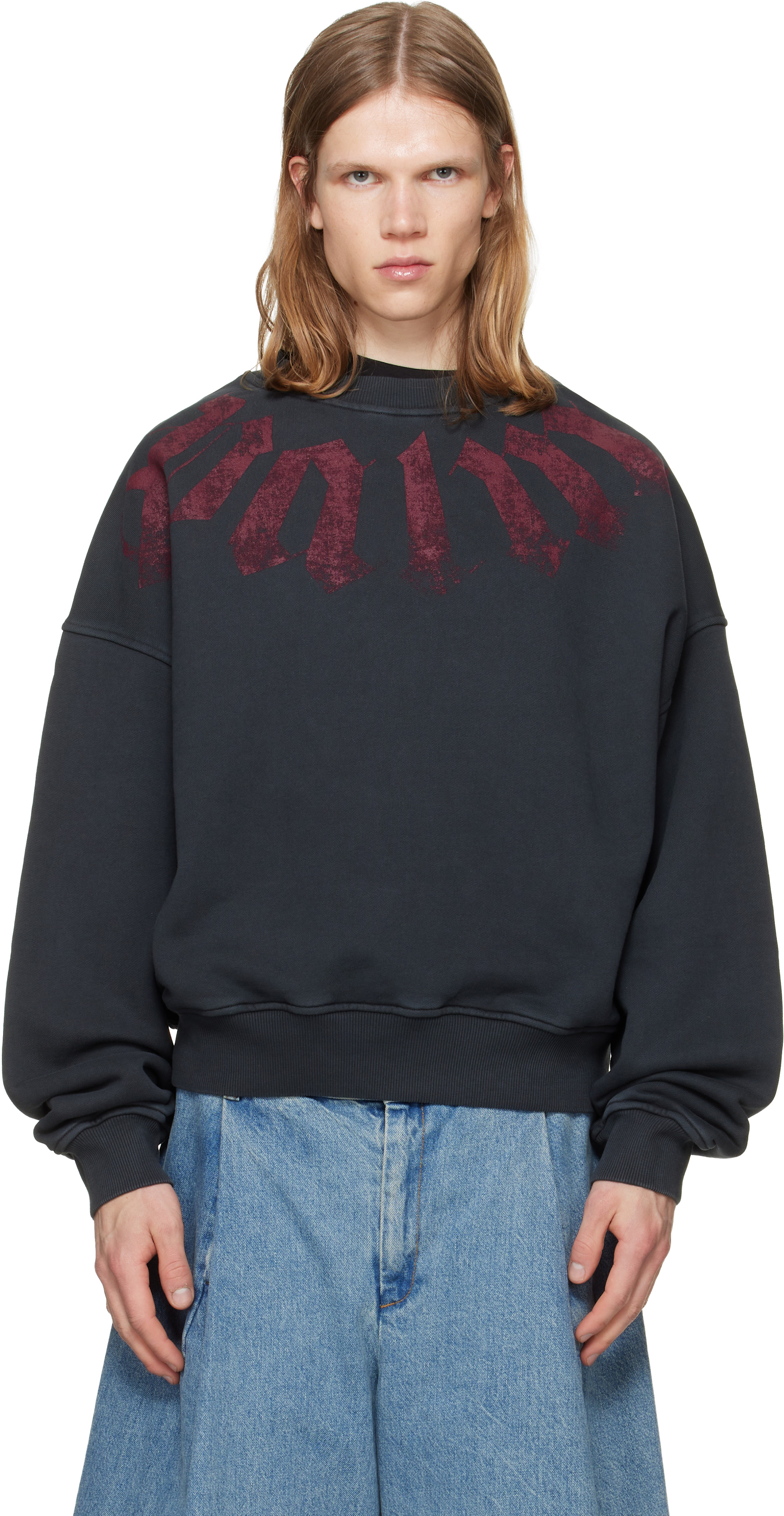 Palm Angels - Pull molletonné décontracté noir à logo surdimensionné