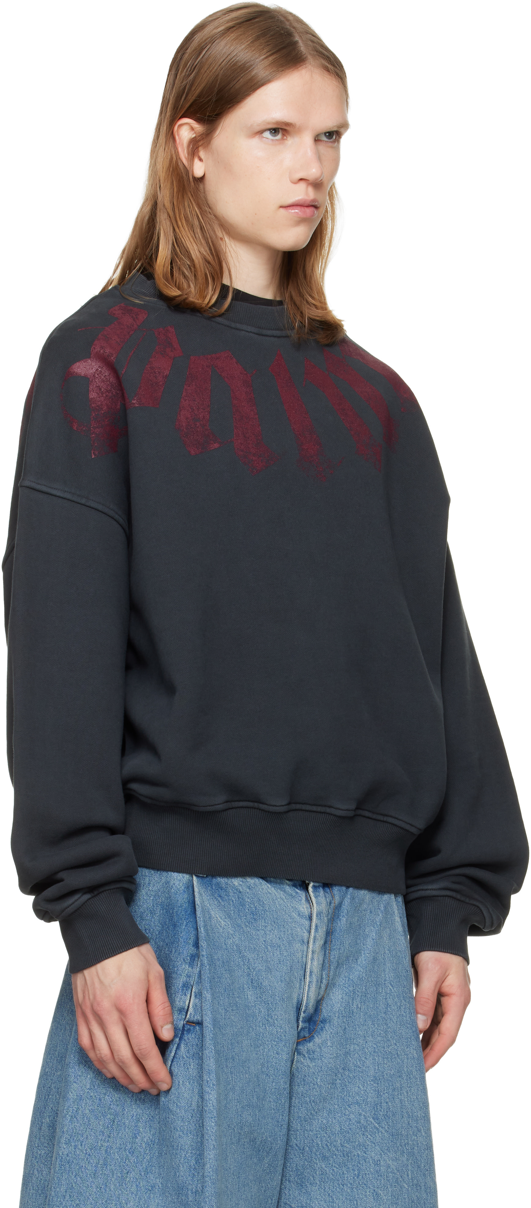 Palm Angels - Pull molletonné décontracté noir à logo surdimensionné
