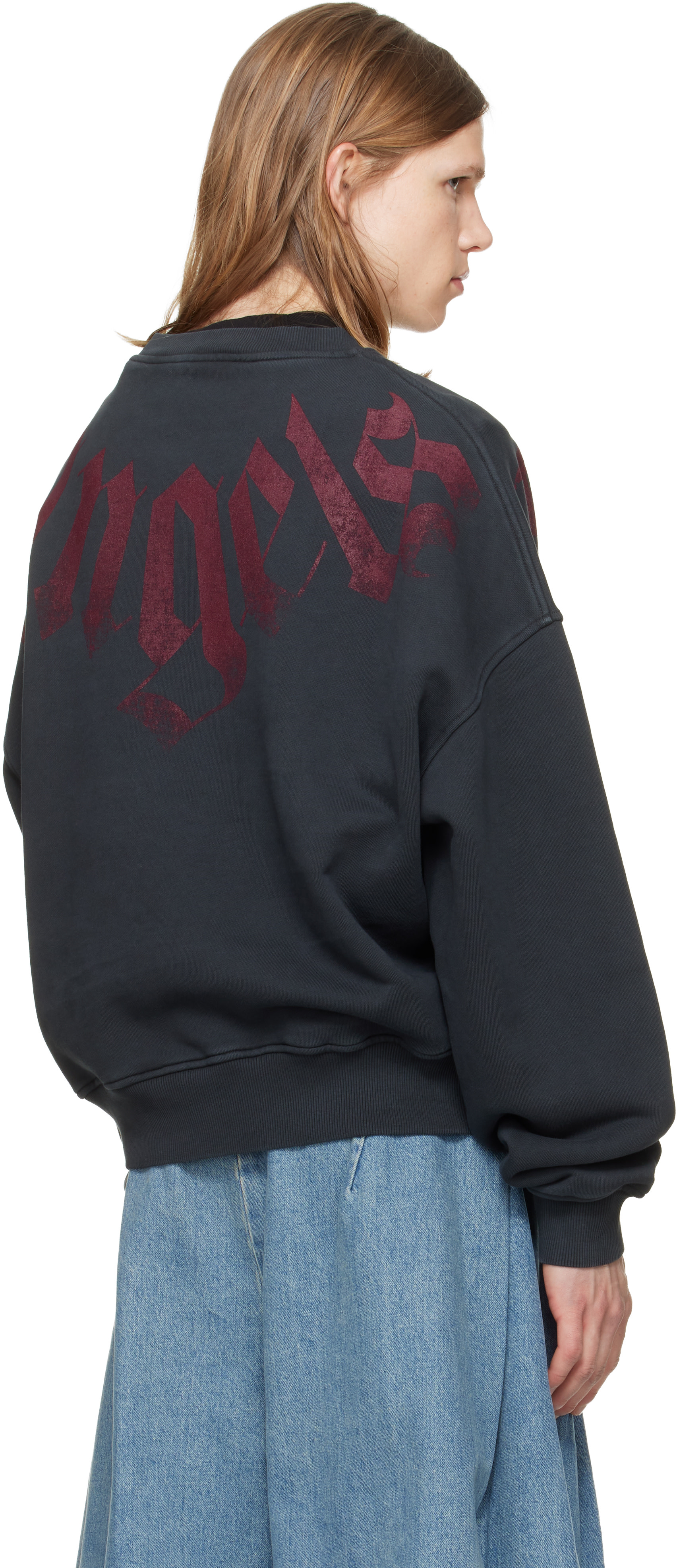 Palm Angels - Pull molletonné décontracté noir à logo surdimensionné