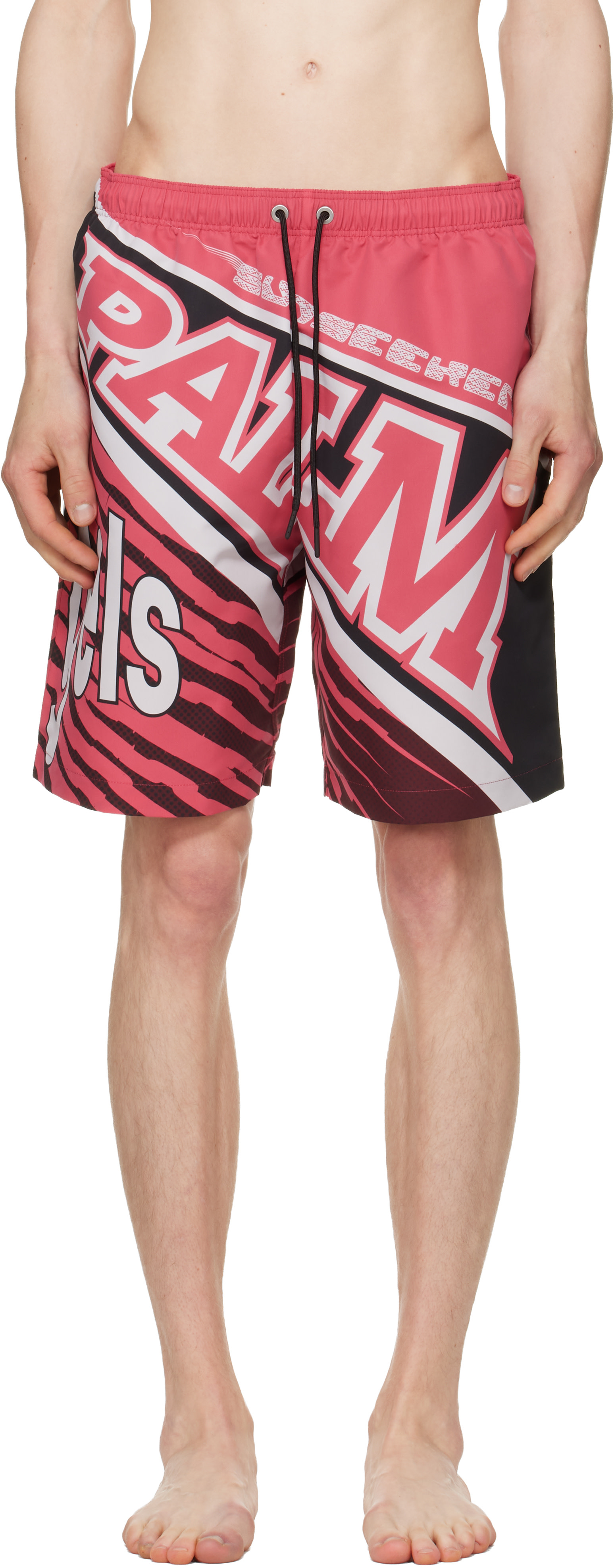 Palm Angels - Red & Black 'Racing' Swim Shorts