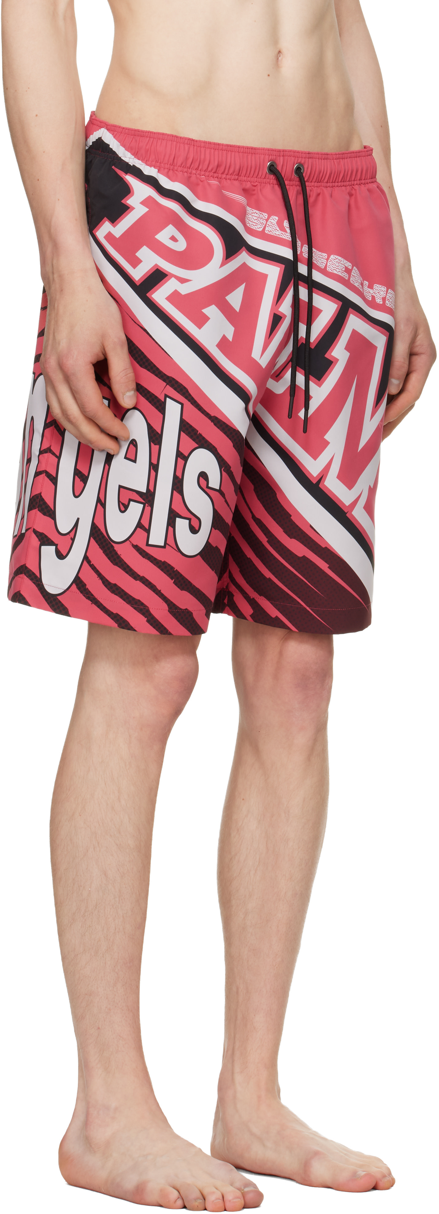 Palm Angels - Red & Black 'Racing' Swim Shorts