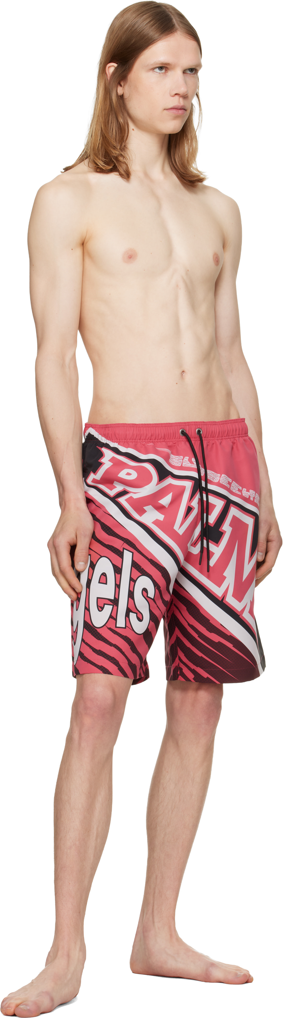 Palm Angels 下のみ Palm Angels: レッド＆ブラック 'Racing' スイムショーツ | SSENSE 日本