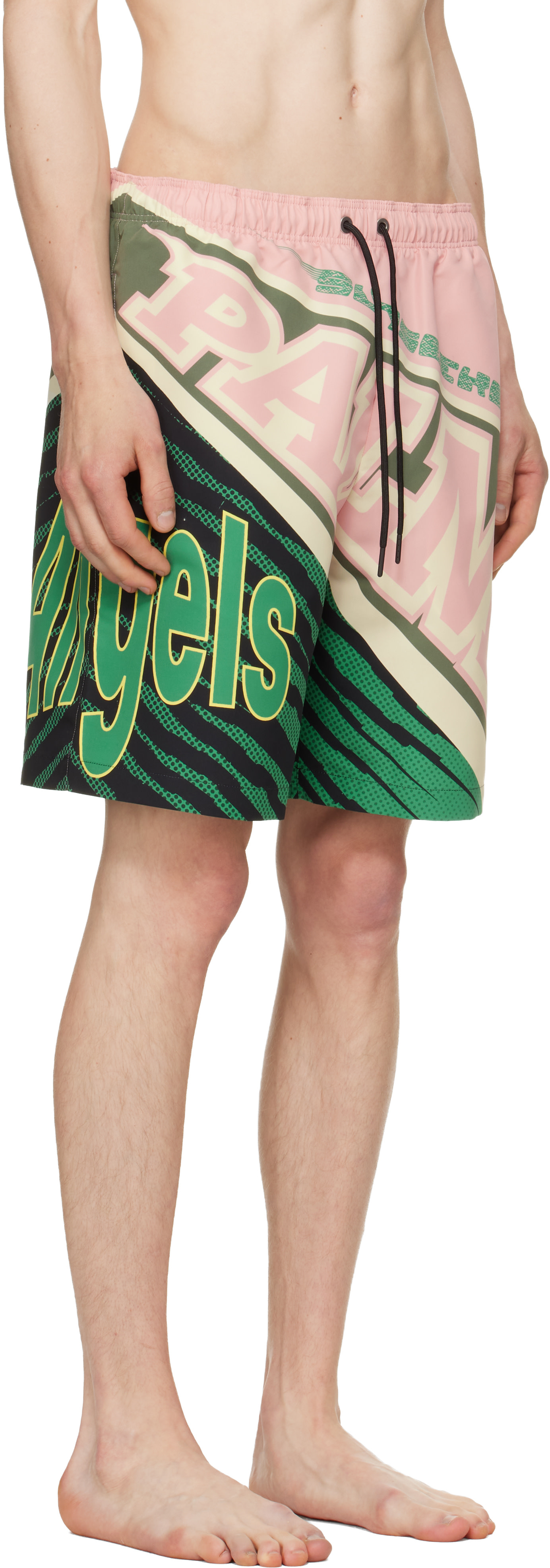 Palm Angels - Pink & Green 'Racing' Swim Shorts