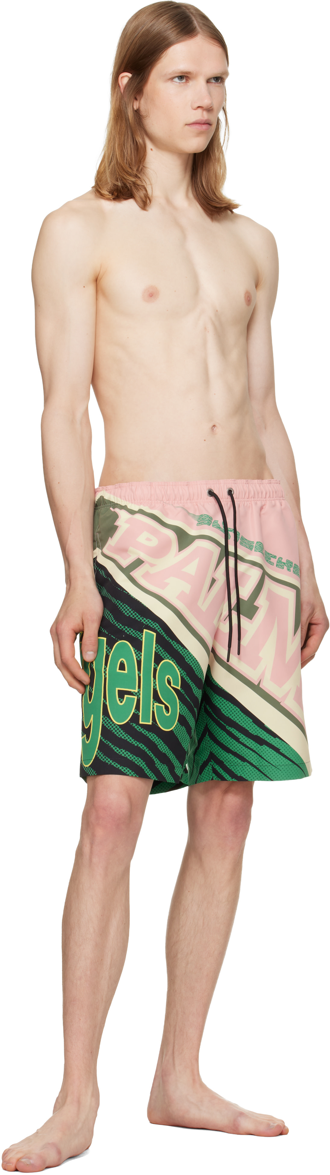 Palm Angels - Pink & Green 'Racing' Swim Shorts