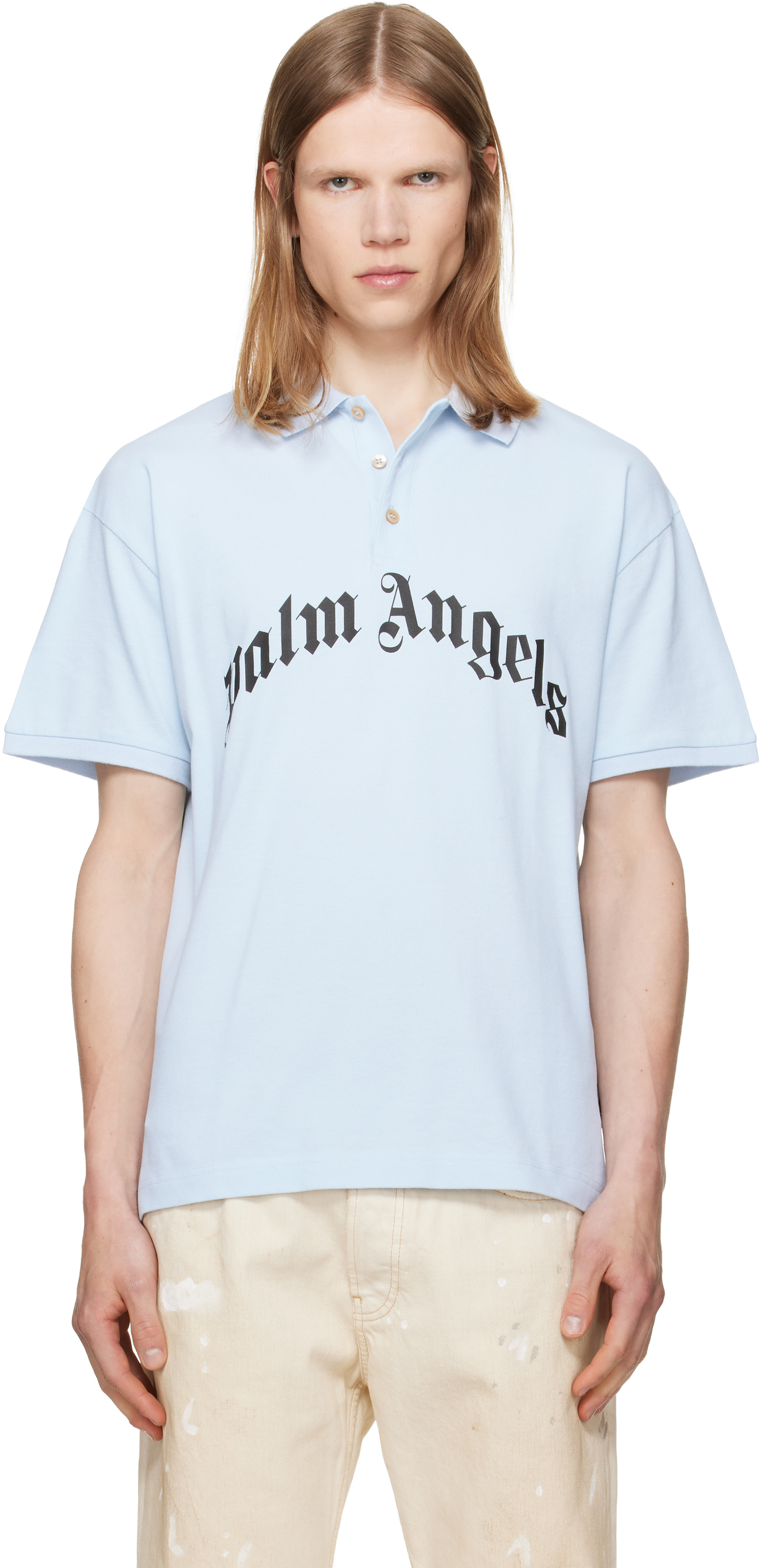 Palm Angels - 블루 커브 로고 폴로 셔츠