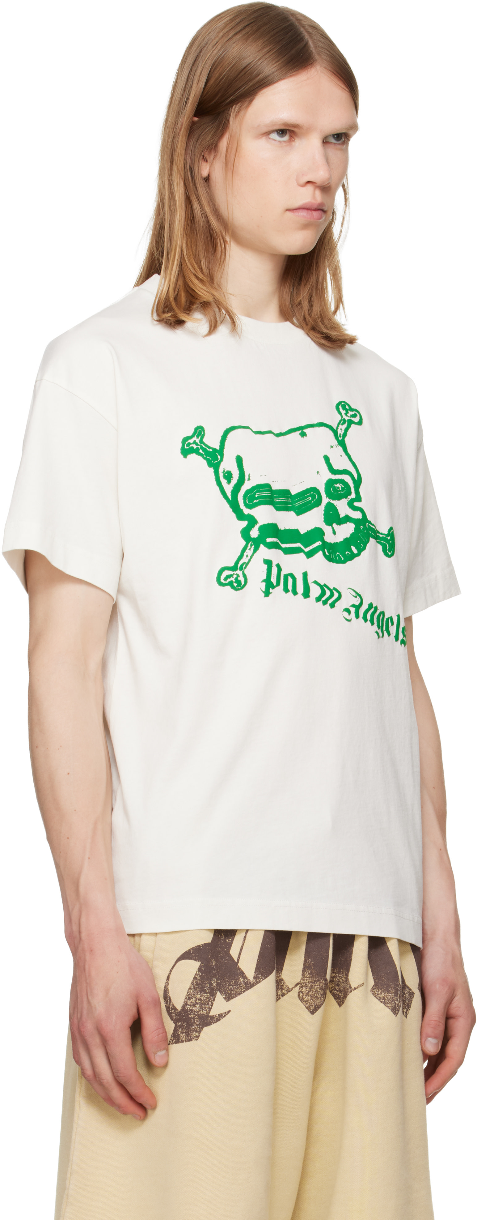 Palm Angels: オフホワイト Skull Tシャツ | SSENSE 日本