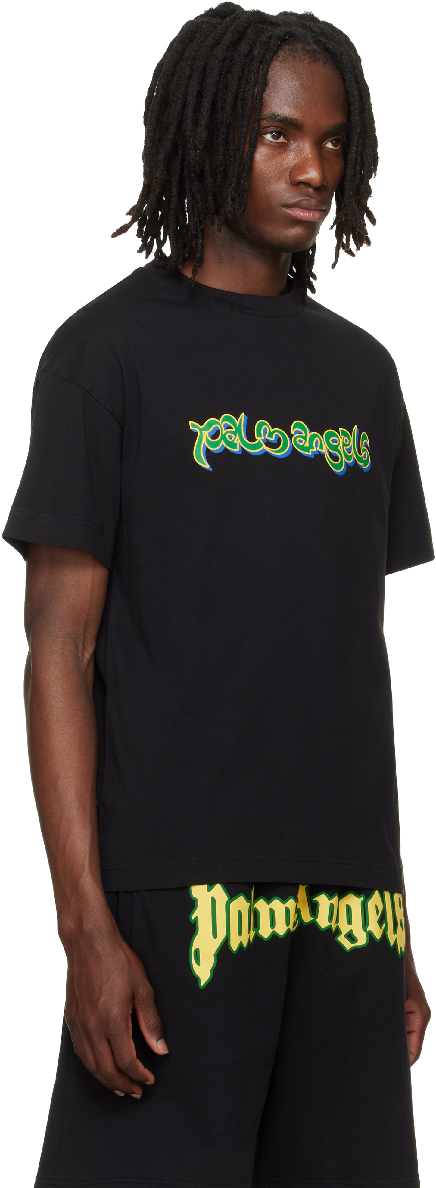 Palm Angels: Black Thai Logo T-shirt | SSENSE