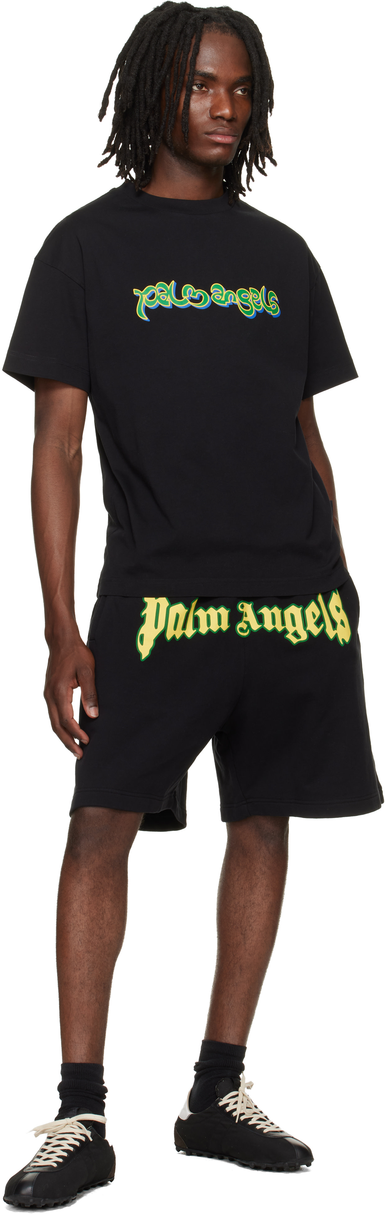 Palm Angels: Black Thai Logo T-shirt | SSENSE
