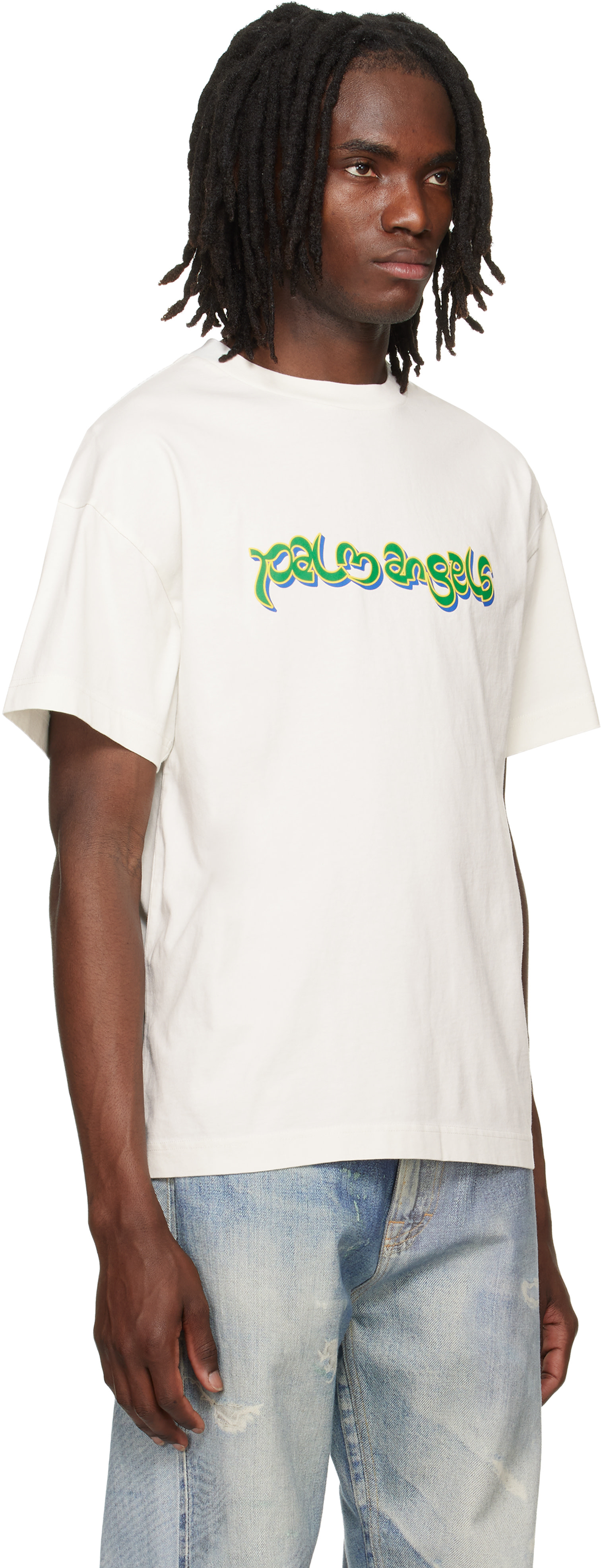 Palm Angels: オフホワイト Thai ロゴ Tシャツ | SSENSE 日本