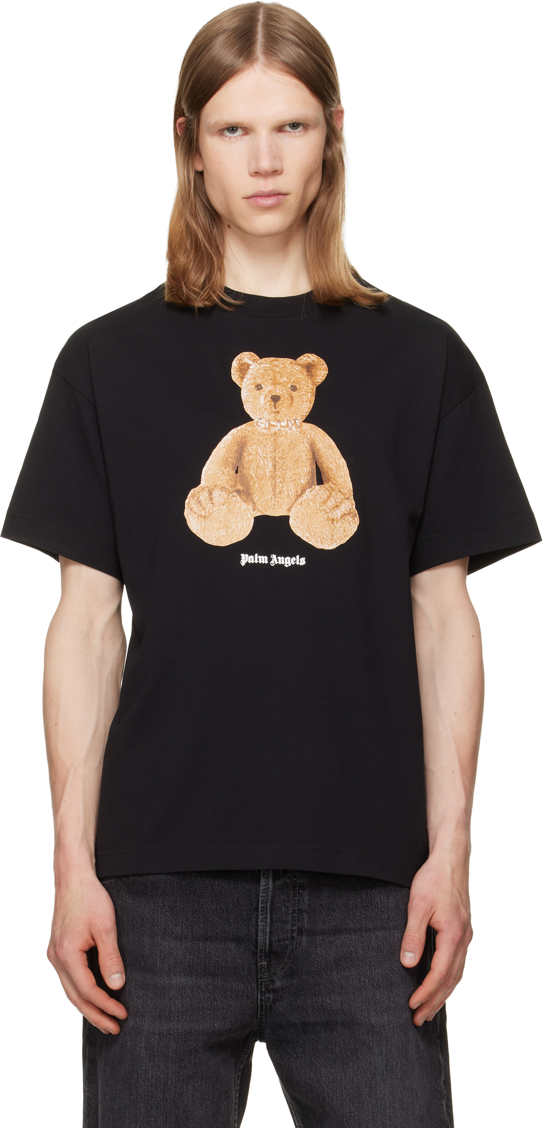 Palm Angels: ブラック Bear Tシャツ | SSENSE 日本
