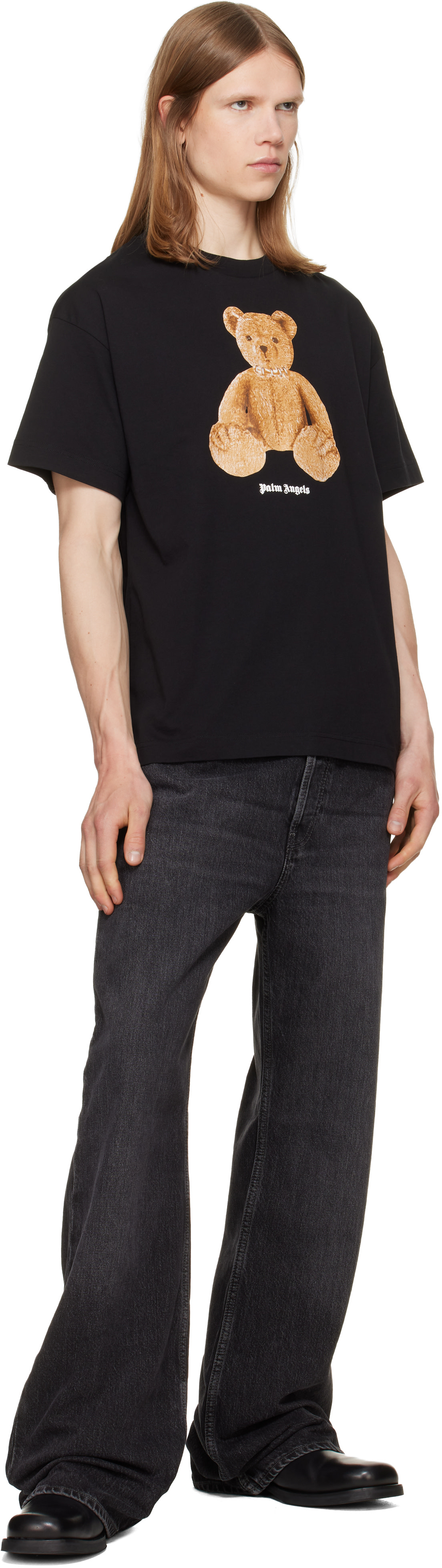 Palm Angels: ブラック Bear Tシャツ | SSENSE 日本