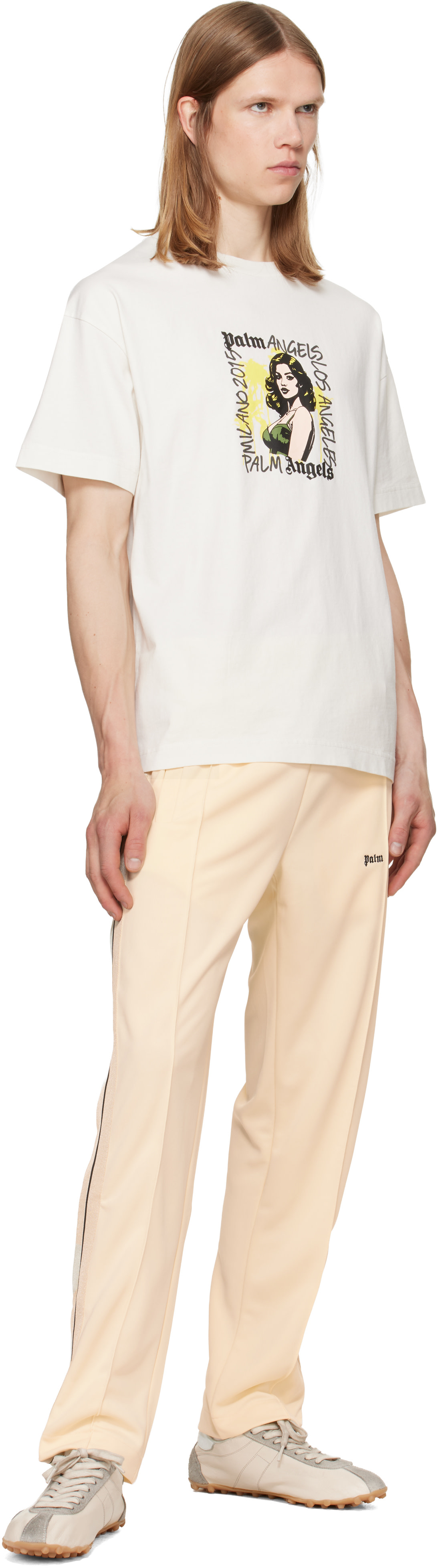 Palm Angels: オフホワイト Pinup Regular Tシャツ | SSENSE 日本