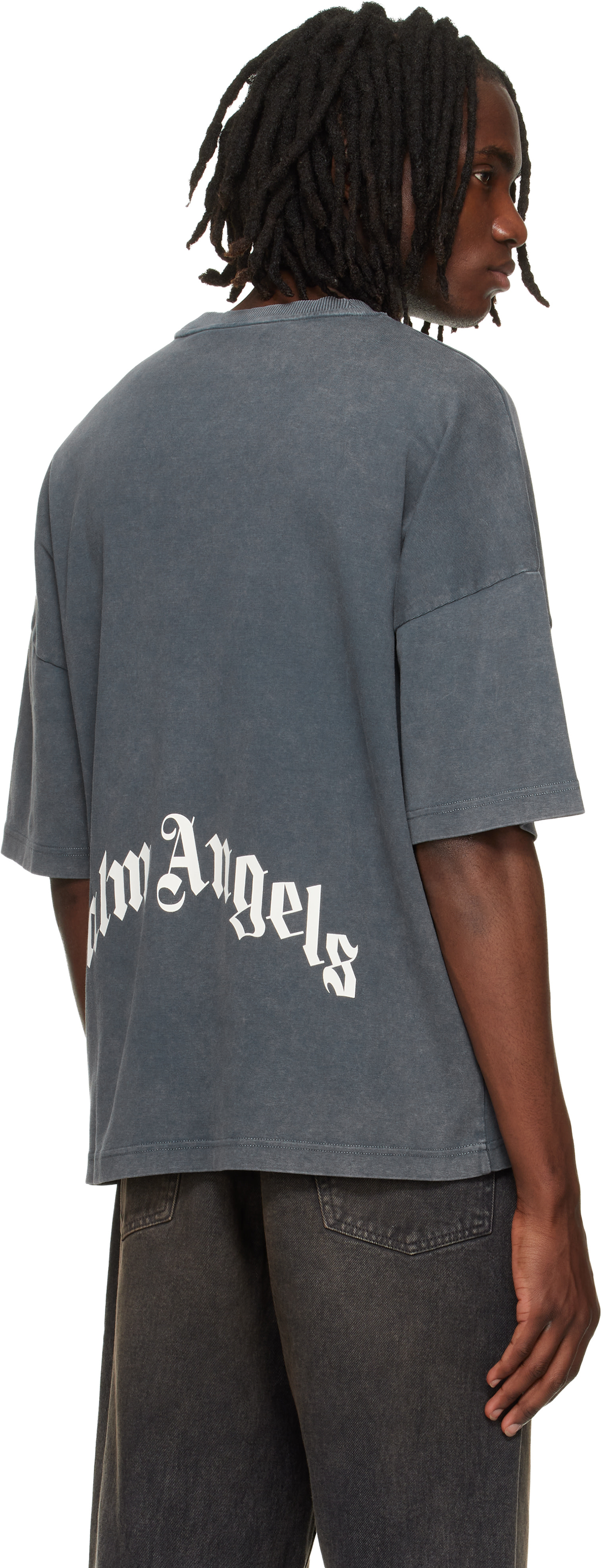 Palm Angels: Gray Skull Loose T-shirt | SSENSE Canada