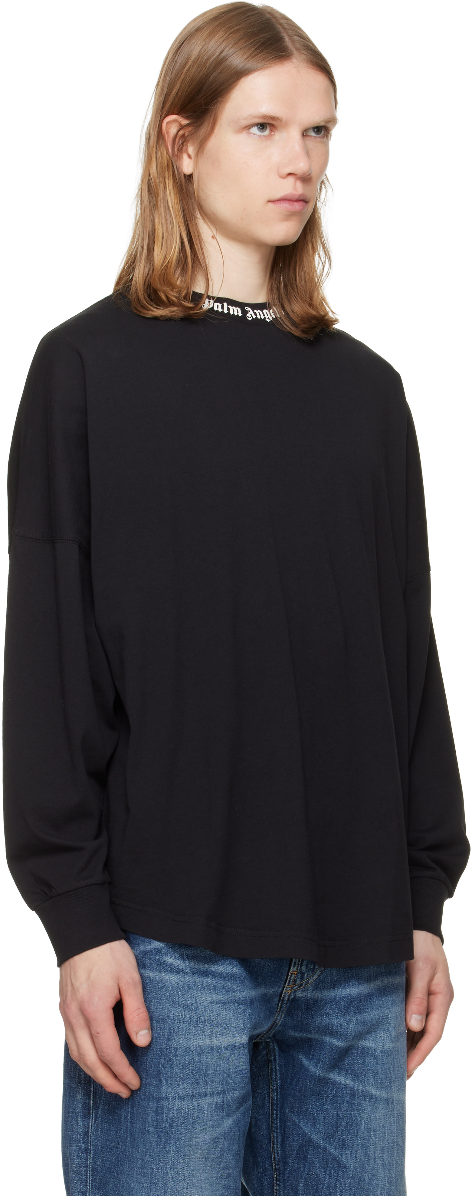 Palm Angels: ブラック Classic Logo Long-Sleeved Over Tシャツ