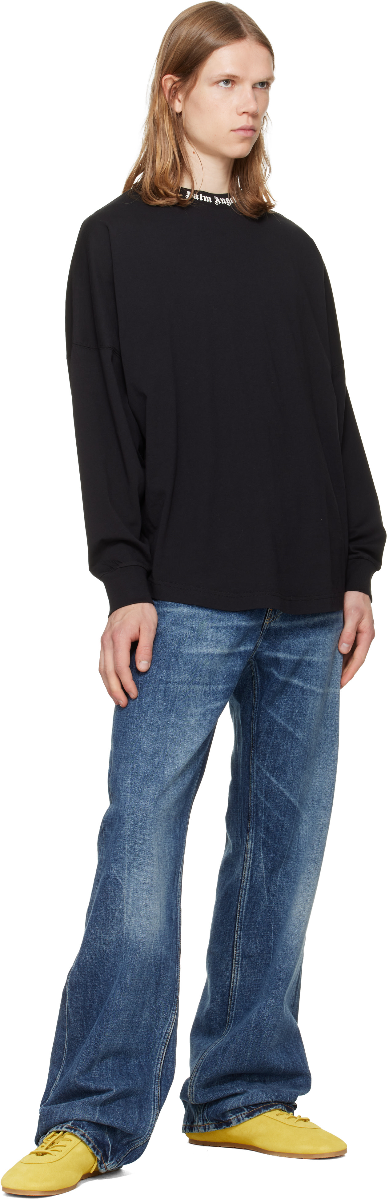 Palm Angels: ブラック Classic Logo Long-Sleeved Over Tシャツ