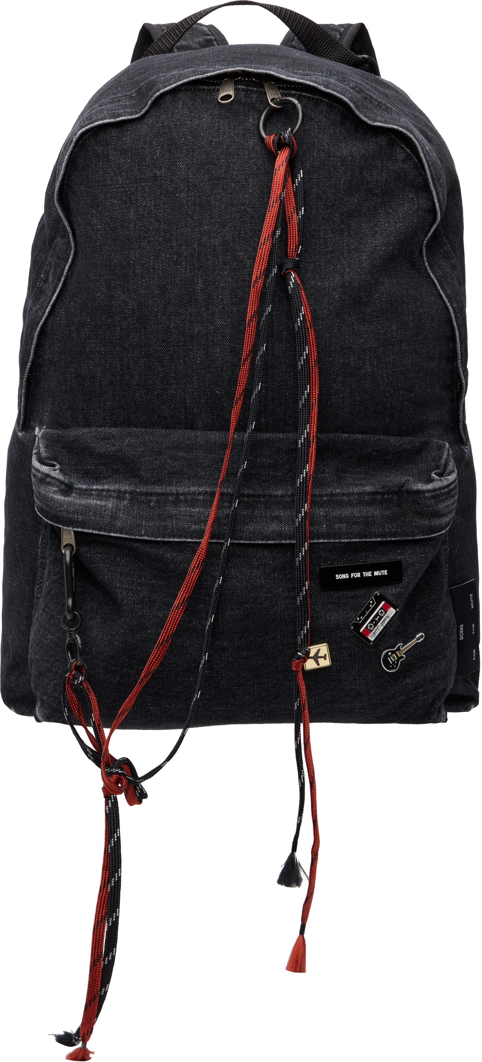 song for the mute デニム Song for the Mute: Black Overdyed Denim Backpack | SSENSE