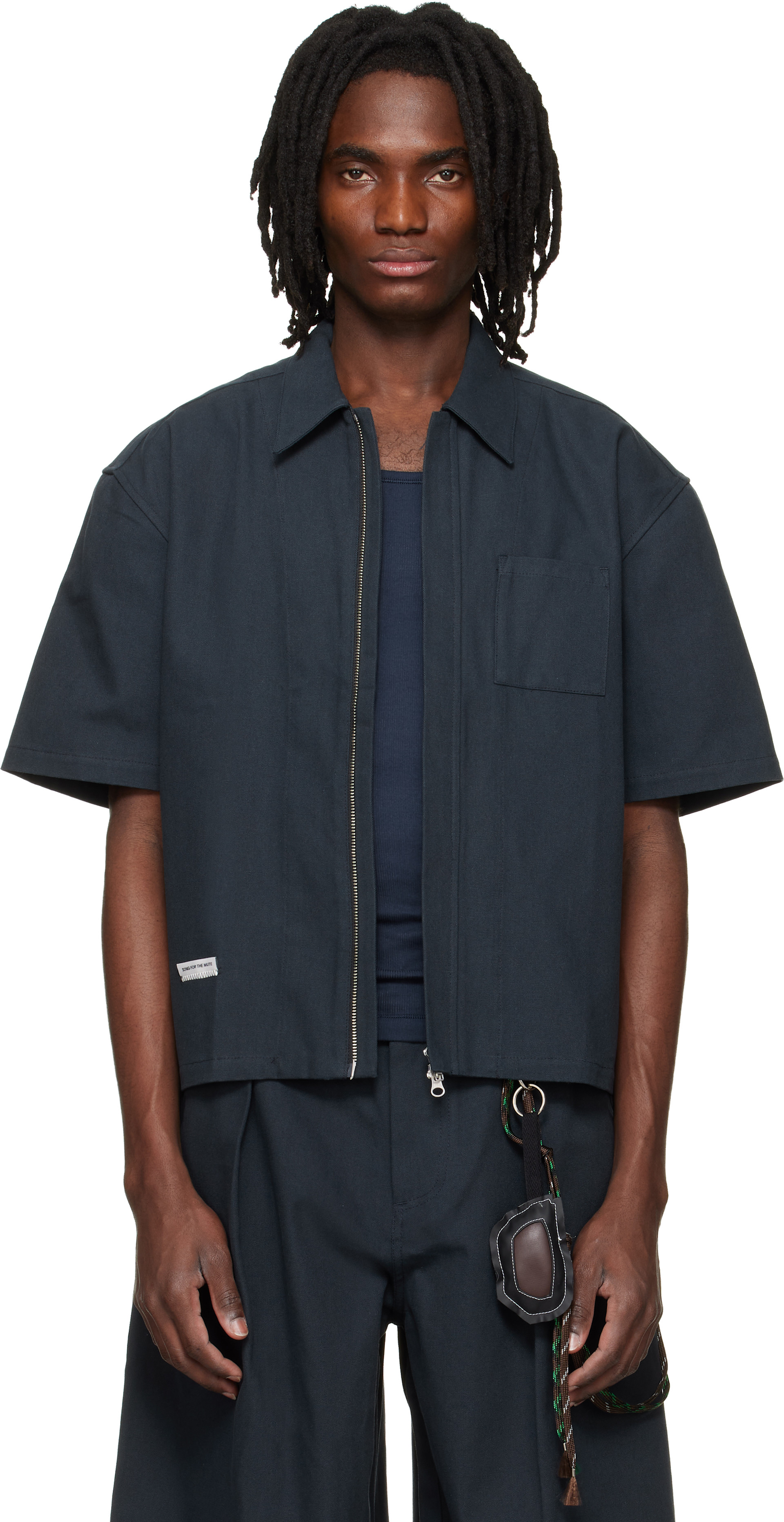 Song for the Mute: ブラック Zip Up Workman シャツ | SSENSE 日本