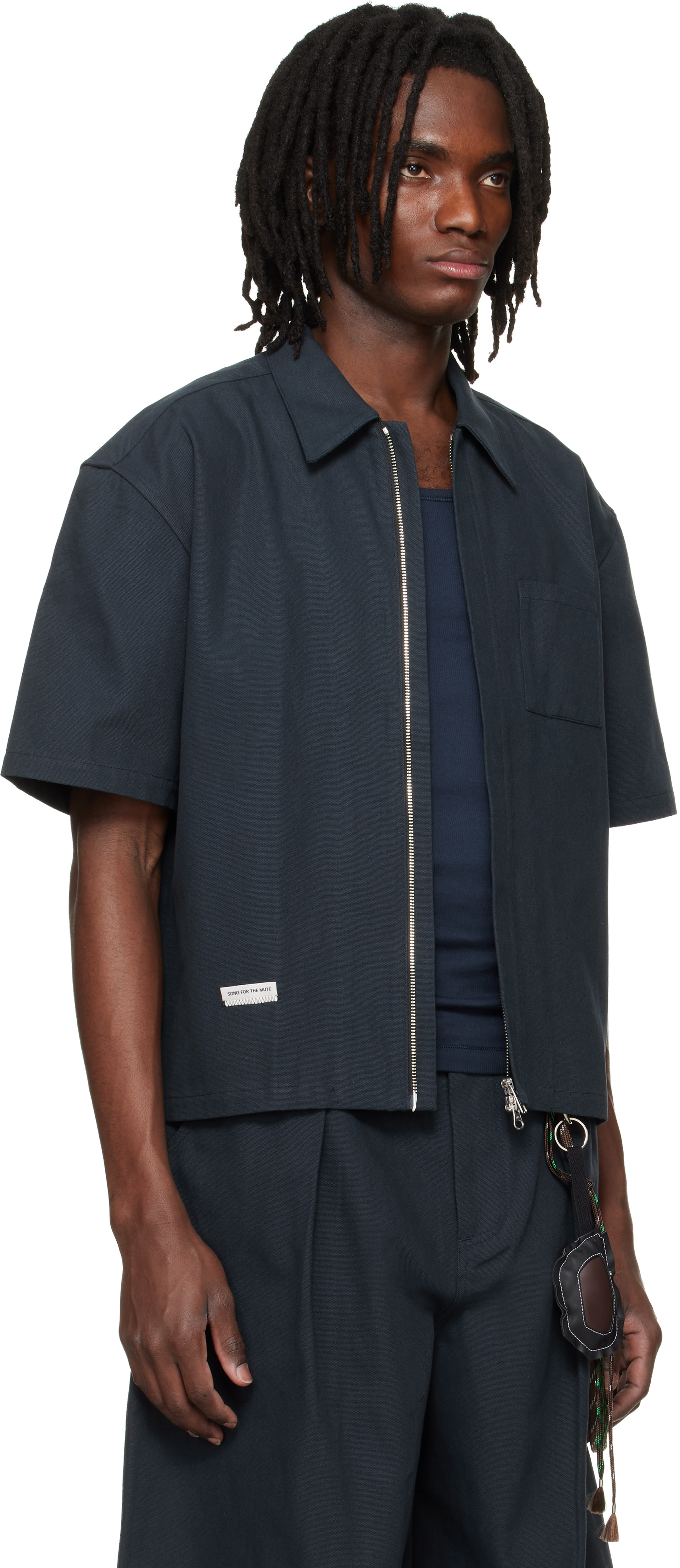 Song for the Mute: ブラック Zip Up Workman シャツ | SSENSE 日本