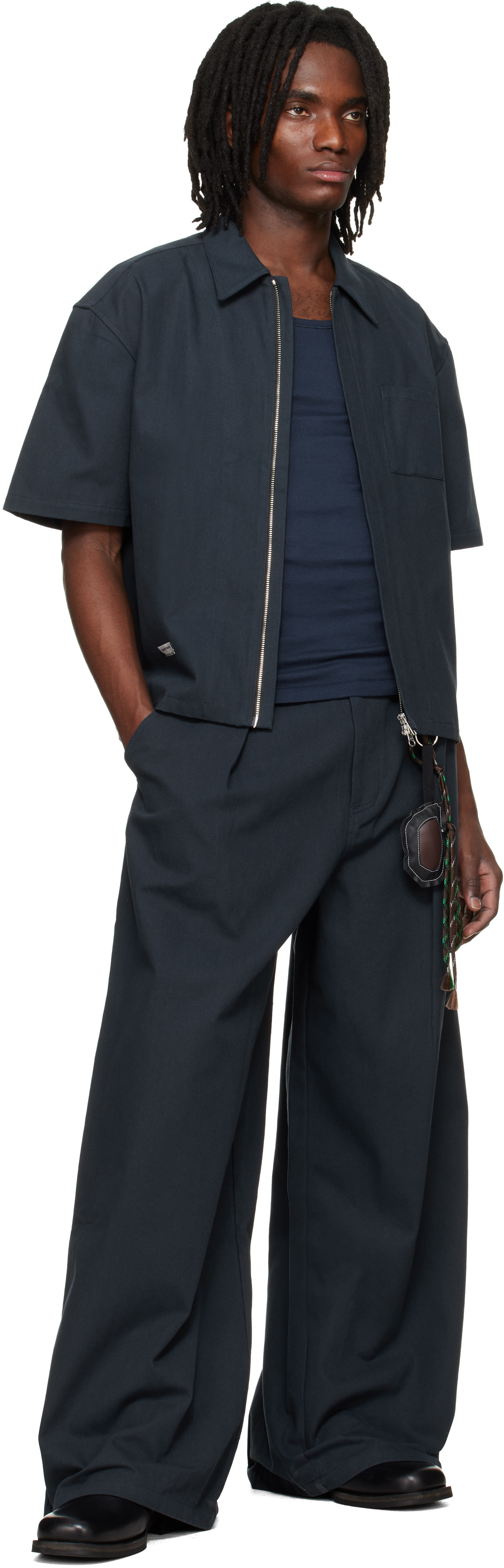 Song for the Mute: ブラック Zip Up Workman シャツ | SSENSE 日本