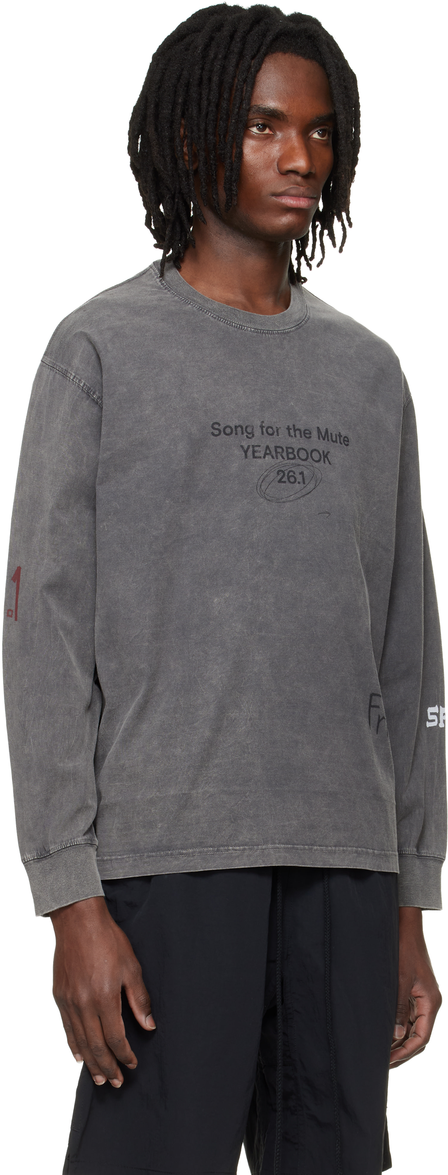 Song for the Mute - グレー 'Scribble' Oversized クルーネック プルオーバー Tシャツ
