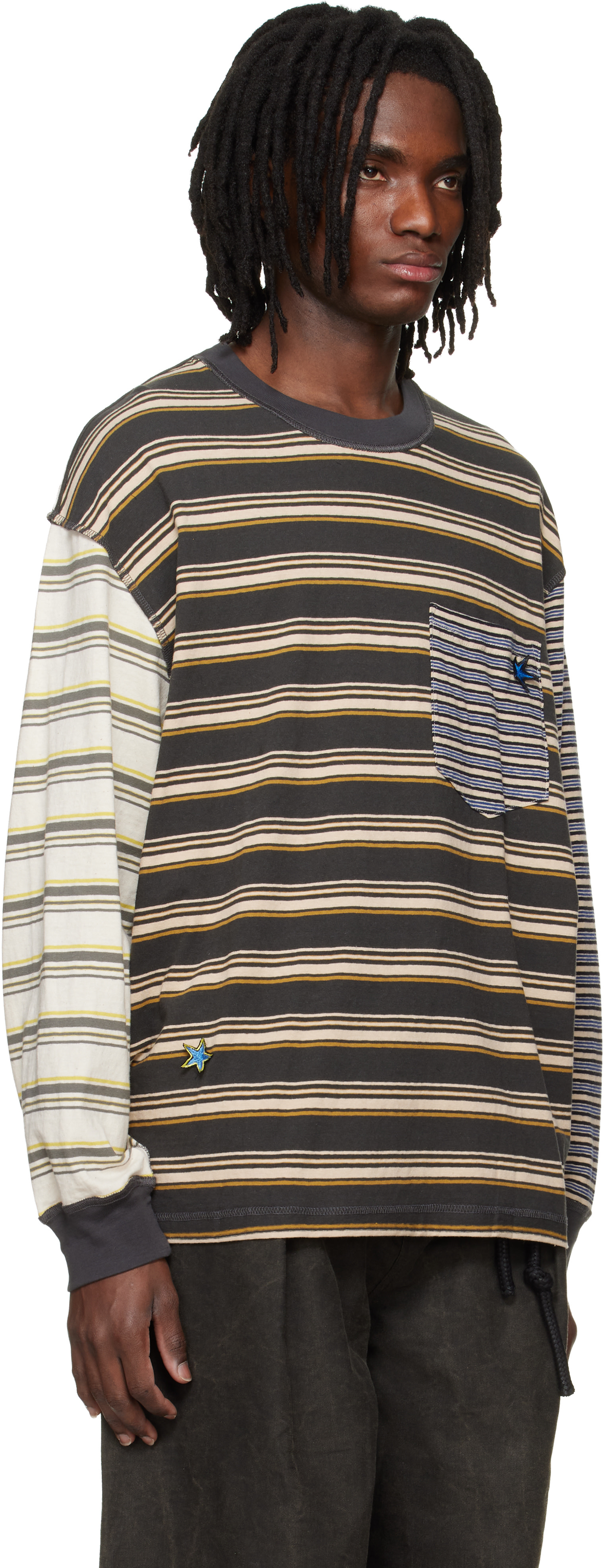 Song for the Mute: Multicolor Oversized Crew Neck Pullover T-shirt 