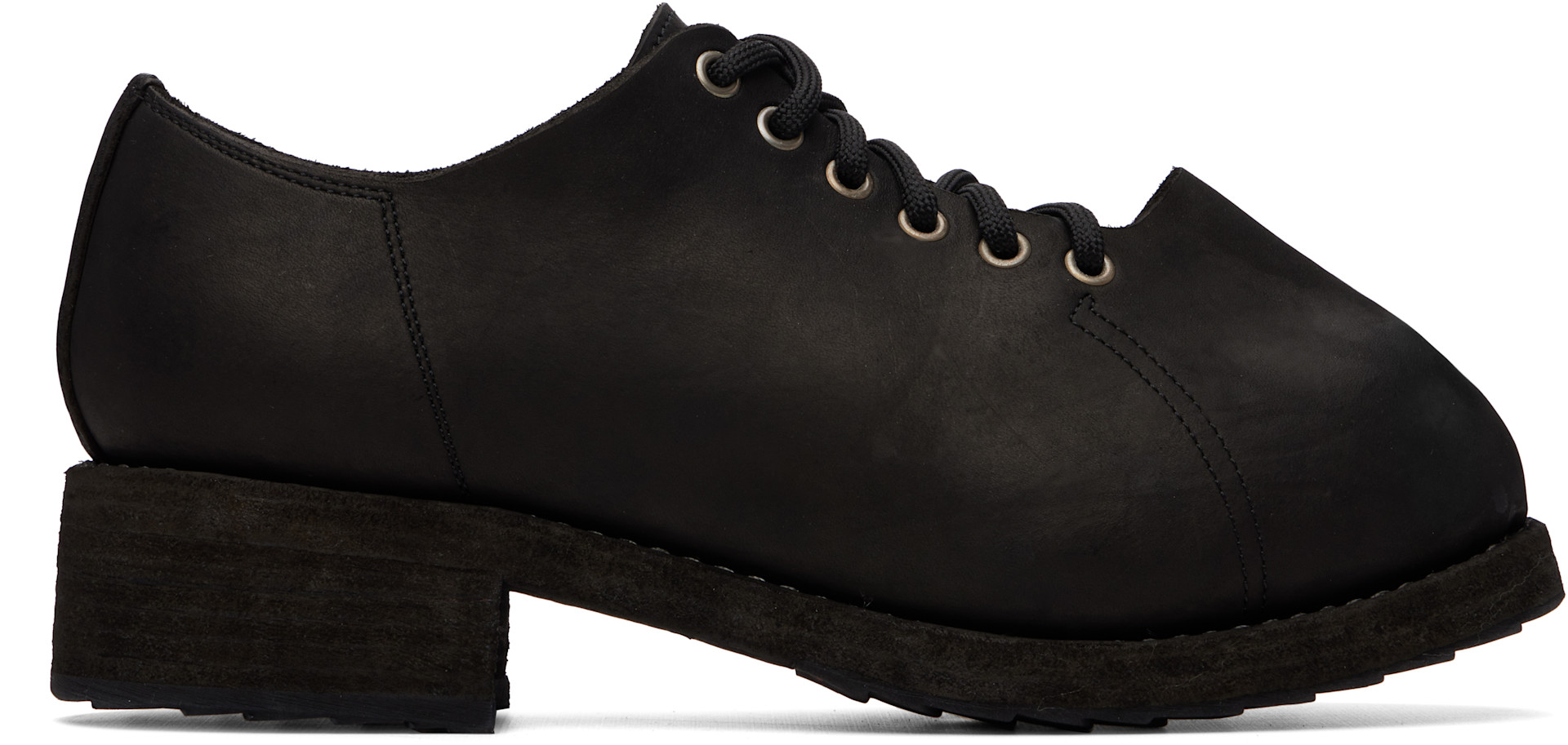 Guidi: ブラック 2091 Leather Rhino Toe ダービー | SSENSE 日本