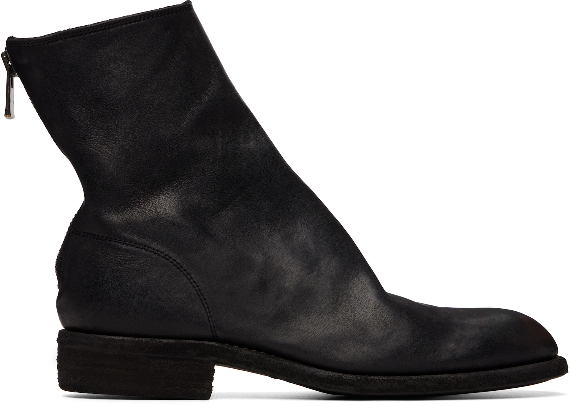 GUIDI 986 バックジップアンクルブーツ サイズ40 Guidi: ブラック 986 Leather Back Zip アンクルブーツ | SSENSE 日本