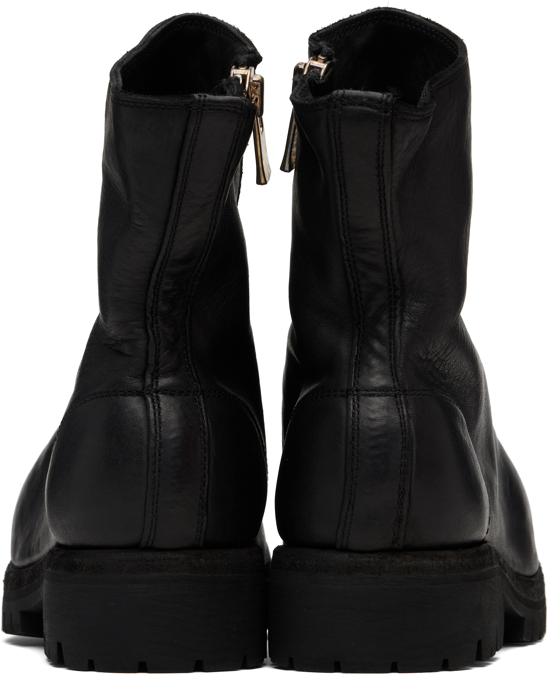 Guidi: Black 796LVX Leather Side Zip Top-Ankle Boots | SSENSE
