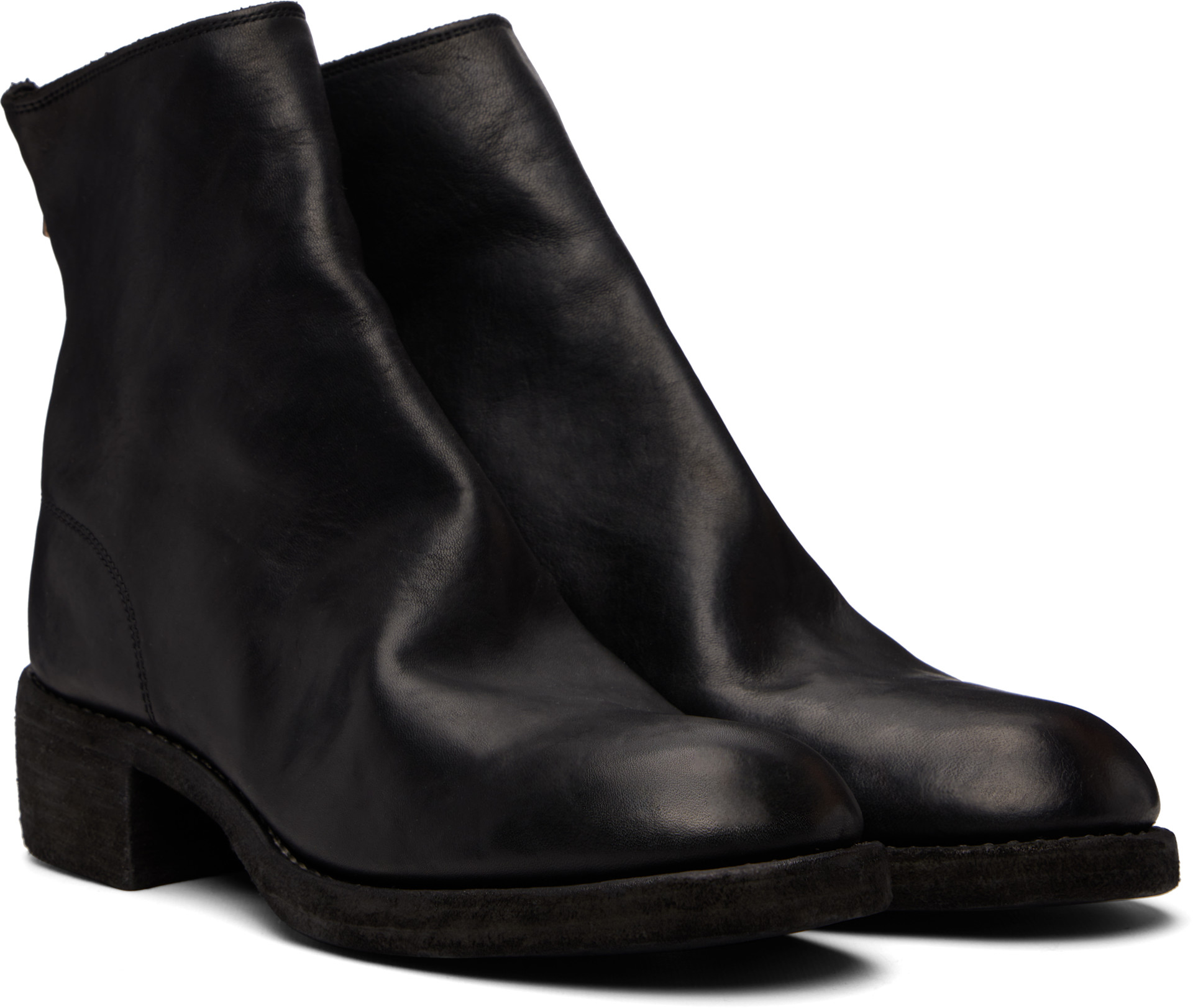 guidi  ANKLE BOOTS黒 美品 最終値引き Guidi: ブラック 796Z Leather Back Zip Top-Ankle ブーツ | SSENSE 日本