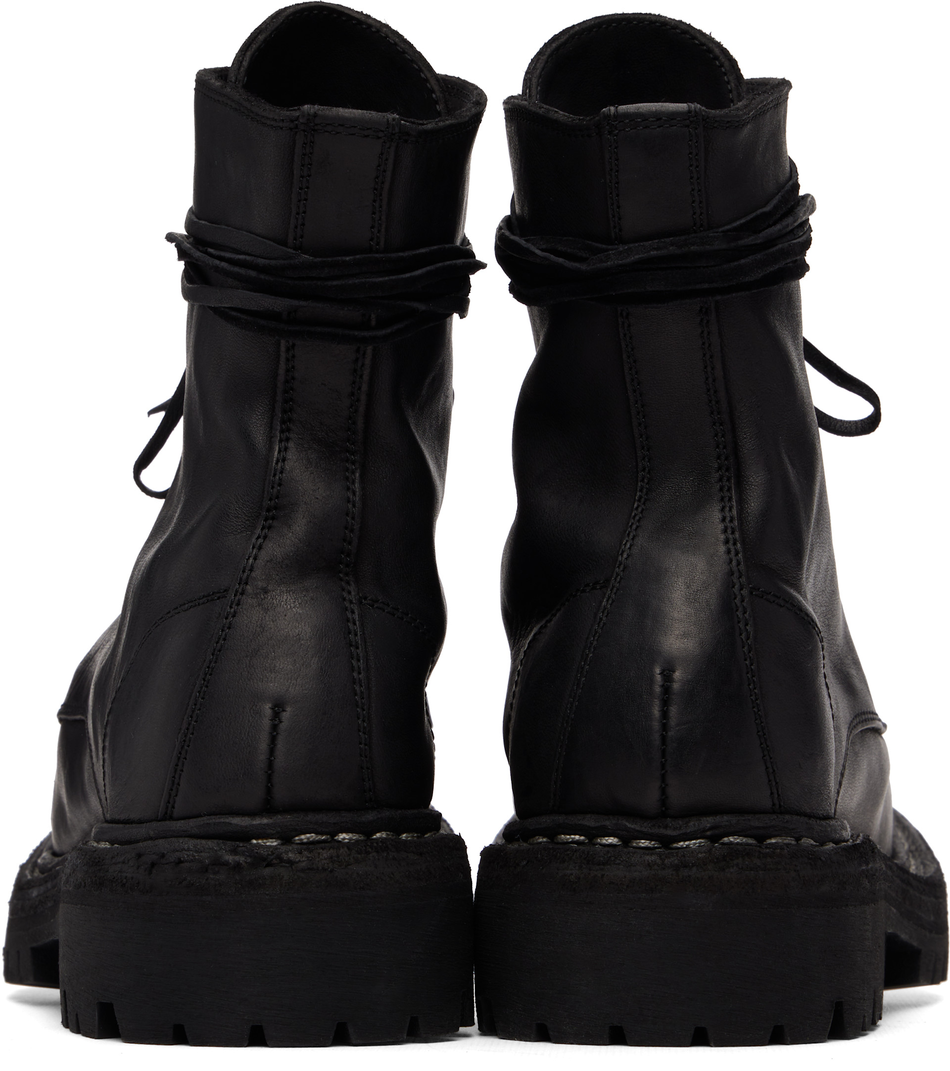 Guidi: Black 795 Leather Laced Up Top-Ankle Boots | SSENSE