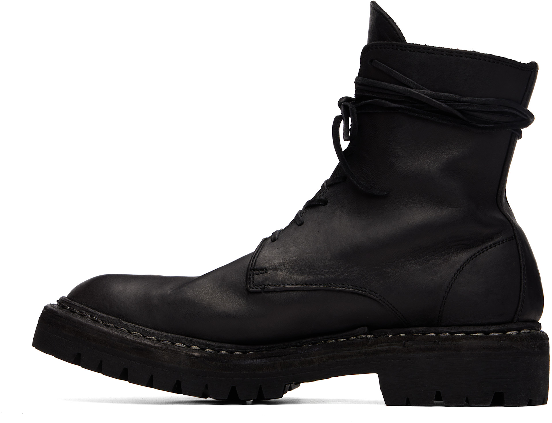 Guidi: Black 795 Leather Laced Up Top-Ankle Boots | SSENSE
