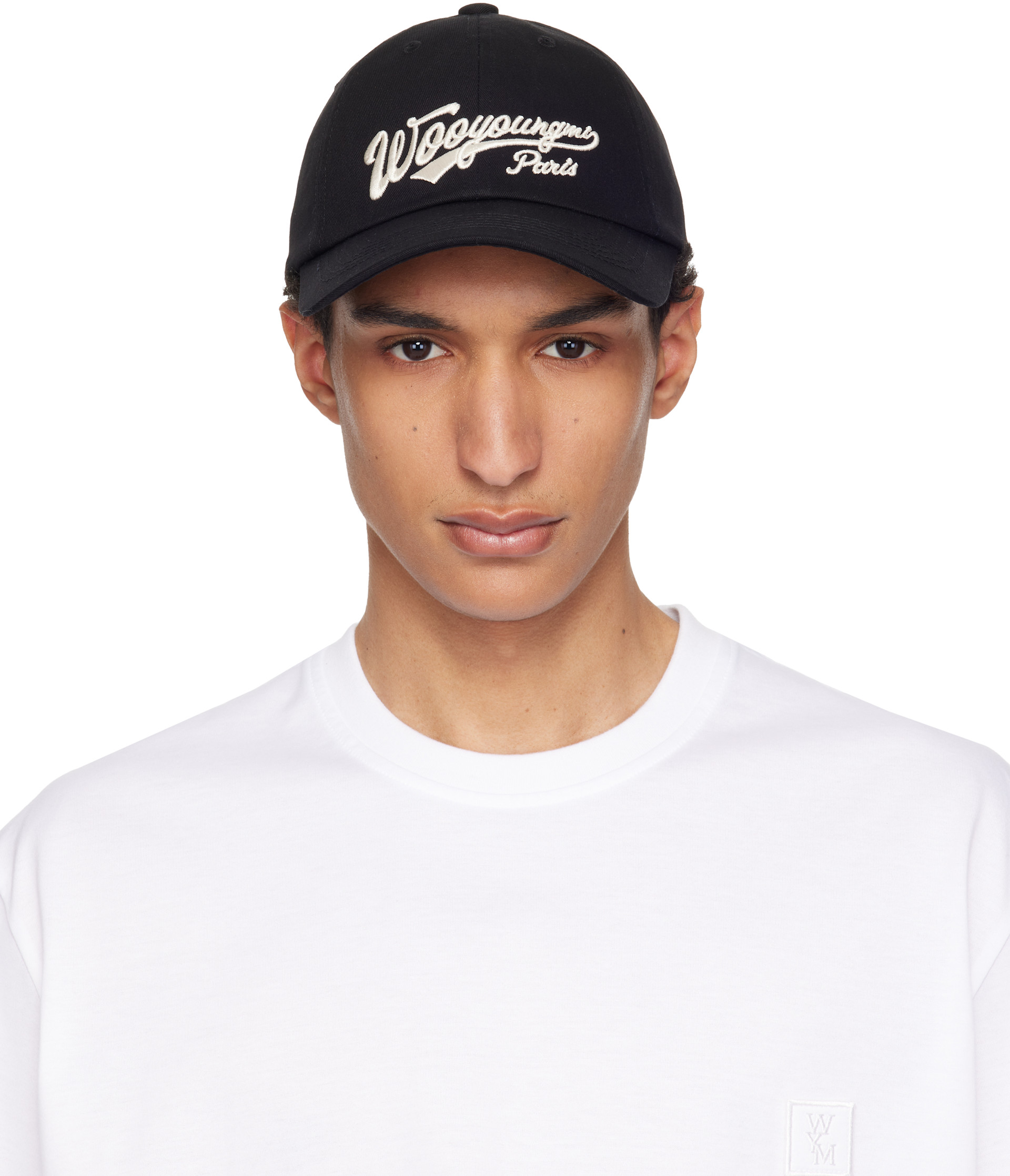 WOOYOUNGMI: Black Embroidered Logo Cap | SSENSE