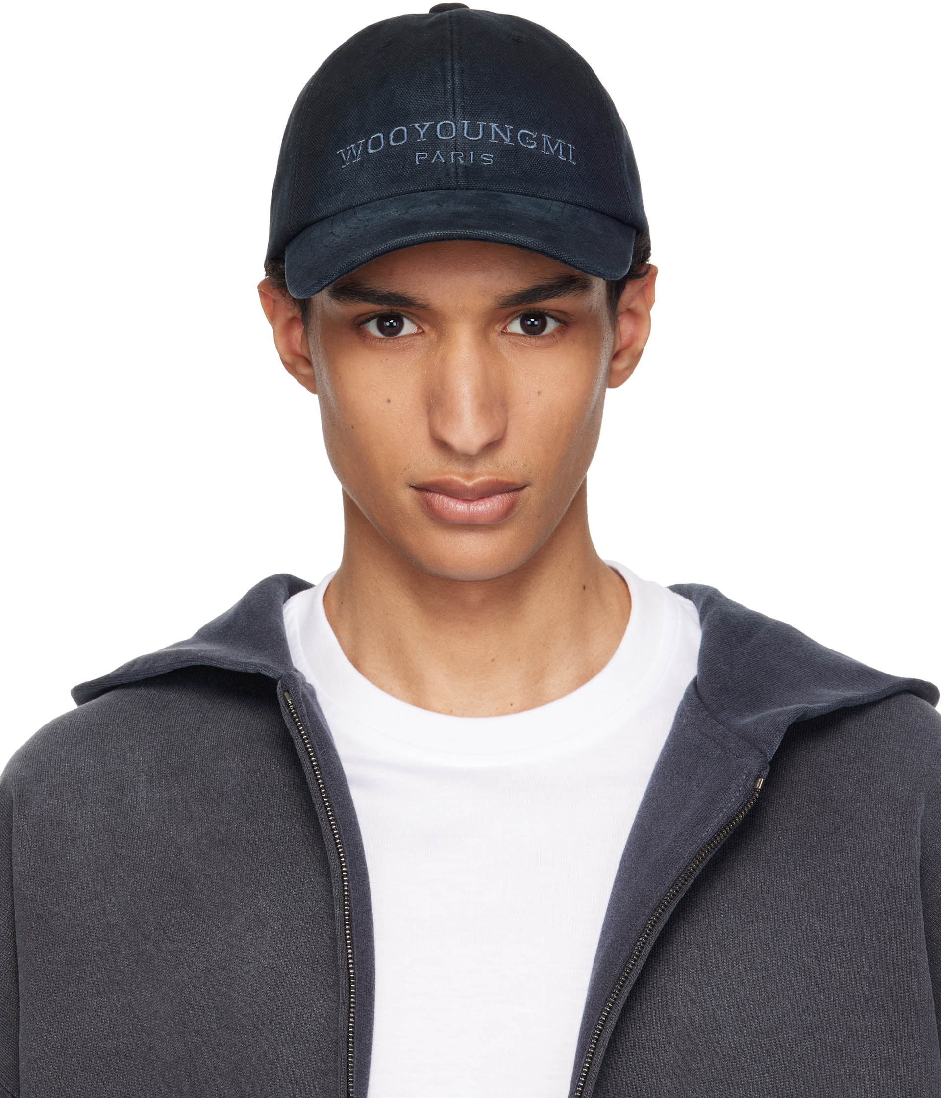 WOOYOUNGMI: Navy Dyed Logo Ball Cap | SSENSE
