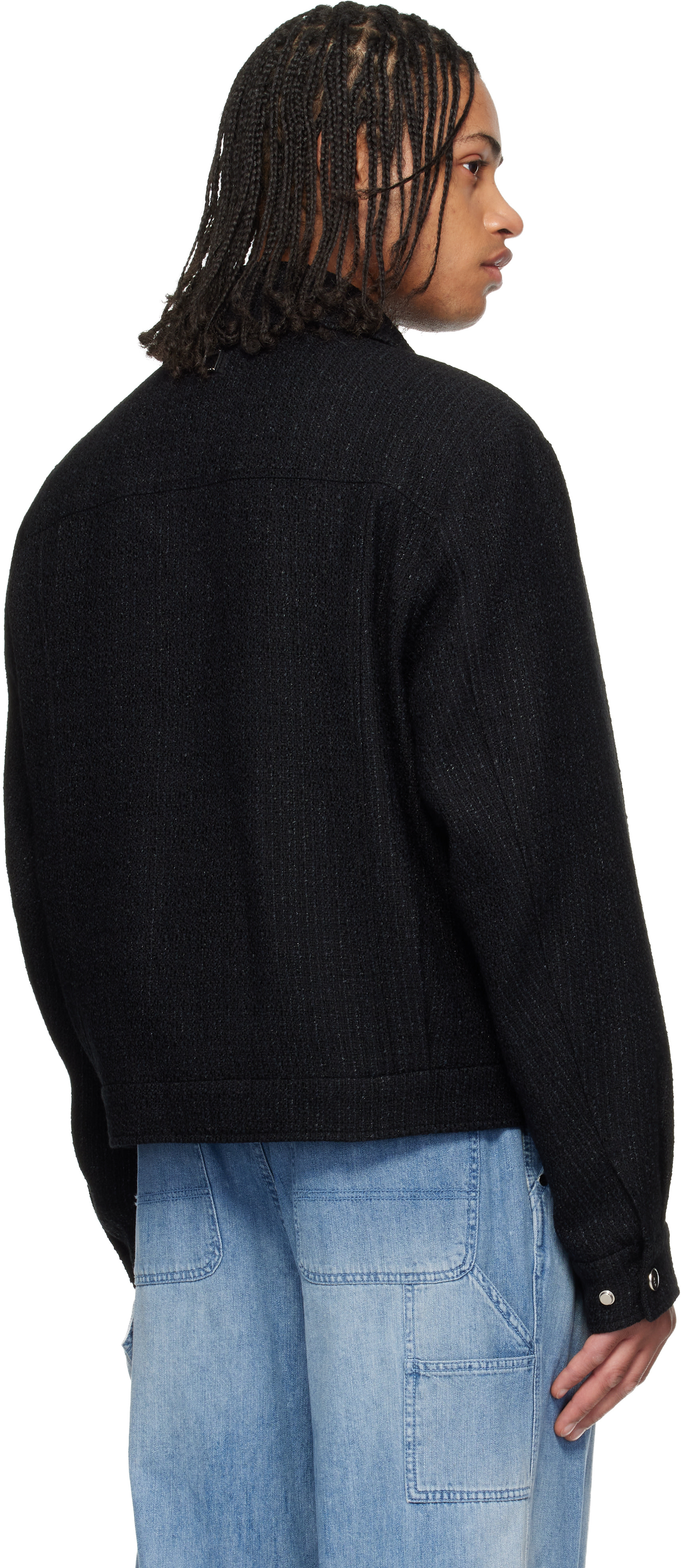 WOOYOUNGMI: Black Tweed Zip-Up Jacket | SSENSE
