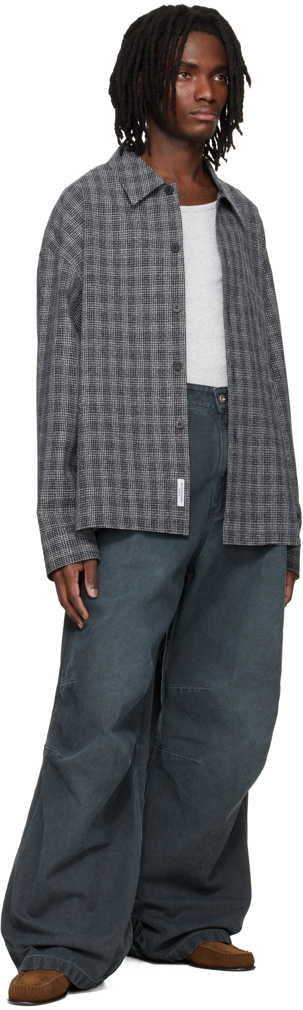 WOOYOUNGMI: Gray 3D Wide Dyed Trousers | SSENSE