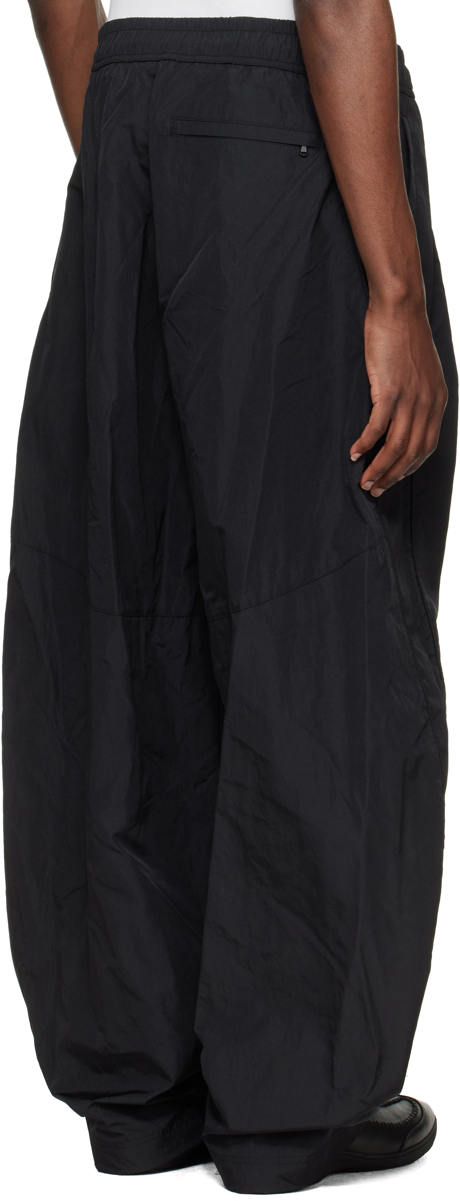 WOOYOUNGMI: Black Barrel Leg Track Pants | SSENSE Canada
