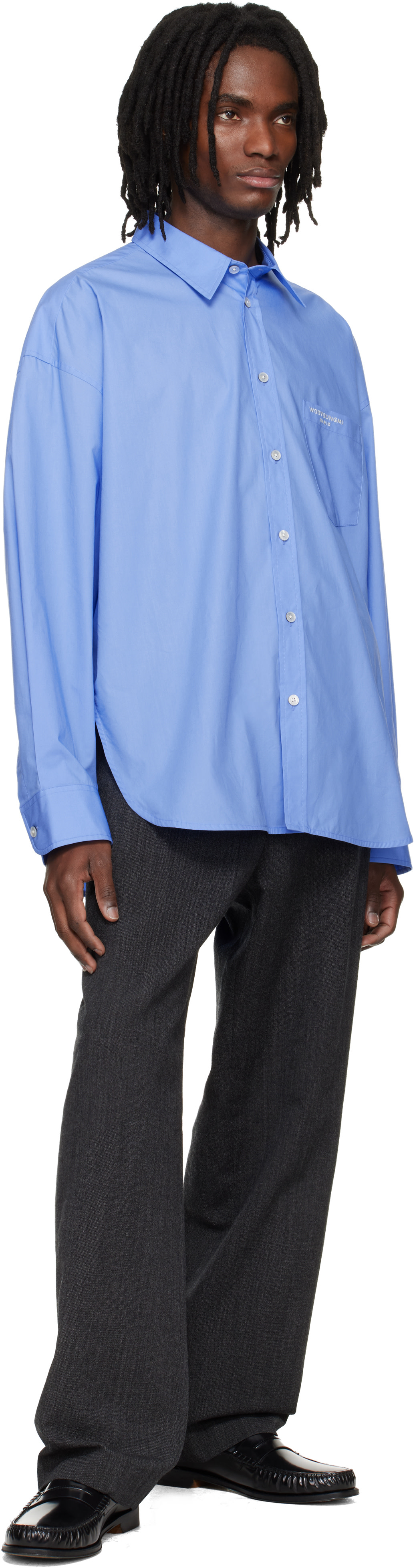 WOOYOUNGMI: Blue Oversized Cotton Shirt | SSENSE