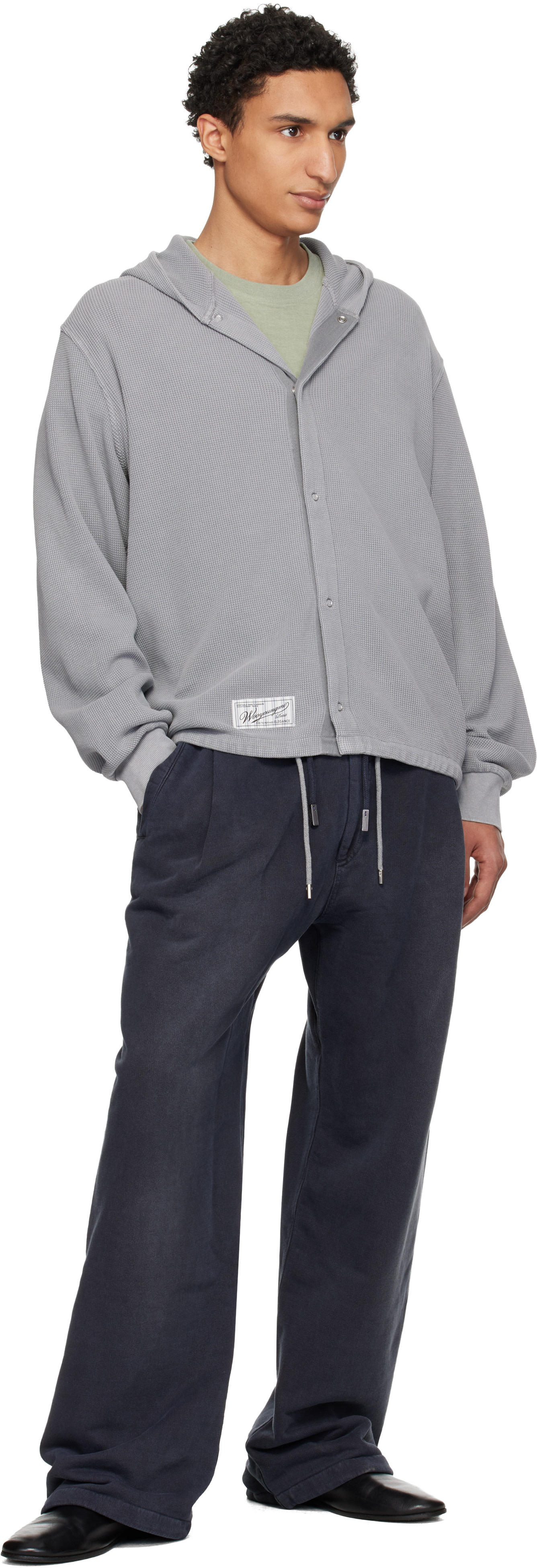 WOOYOUNGMI: Gray Dyed Open Hoodie | SSENSE