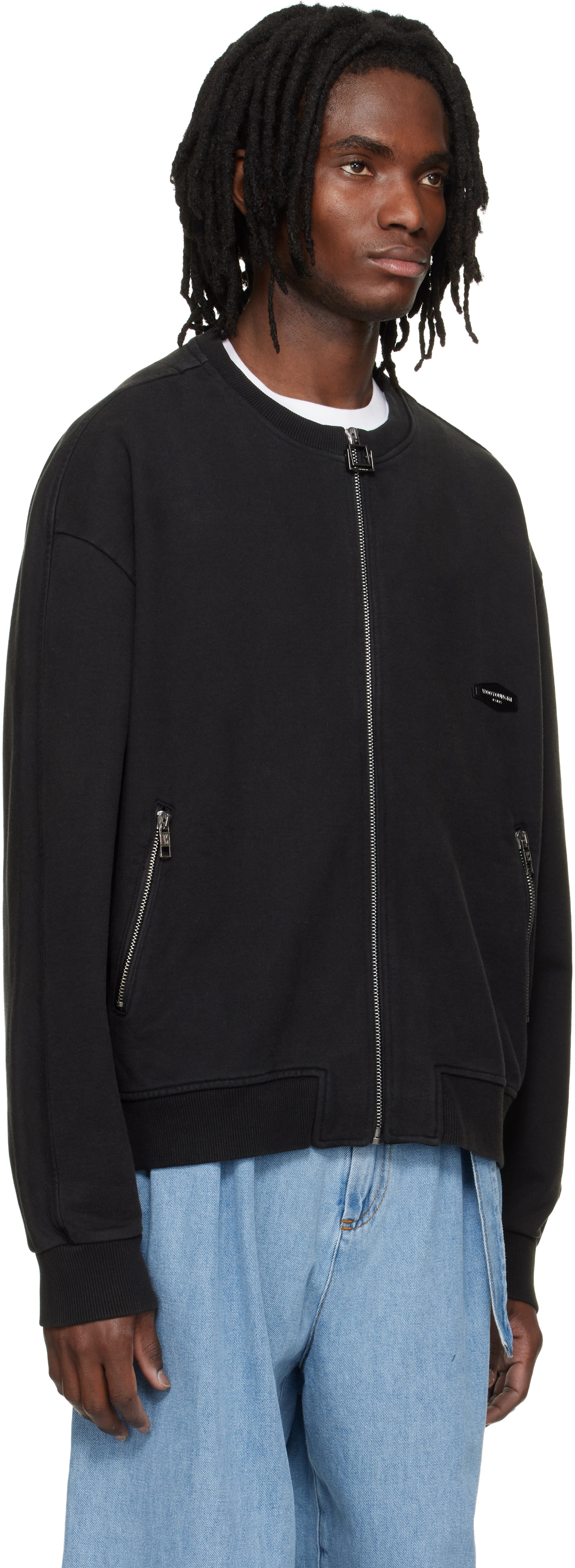 WOOYOUNGMI - Pull molletonné noir à demi-glissière