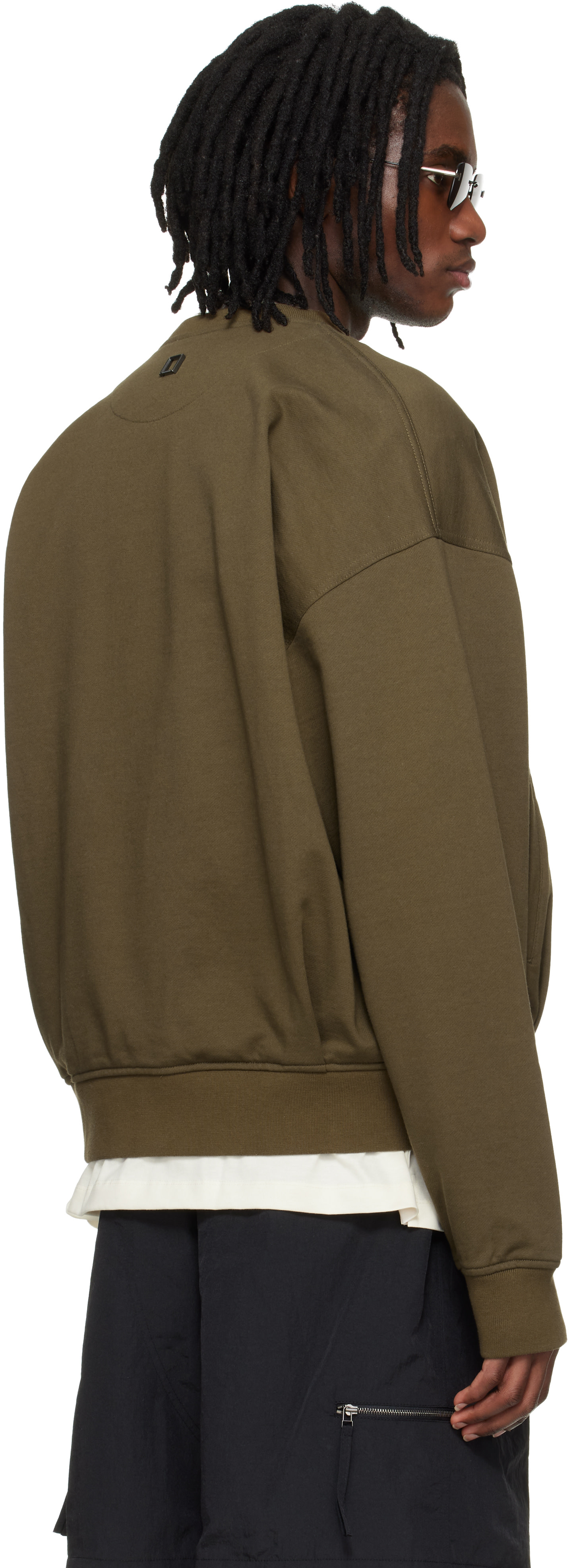 WOOYOUNGMI - Pull molletonné de style cardigan kaki