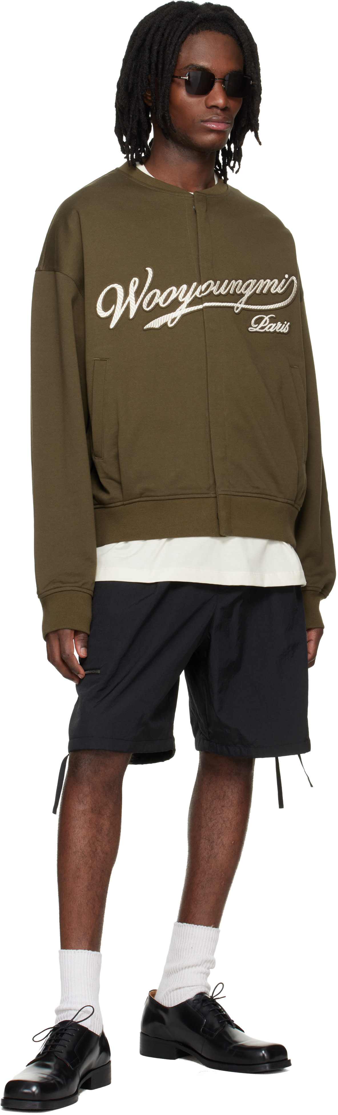 WOOYOUNGMI - Pull molletonné de style cardigan kaki