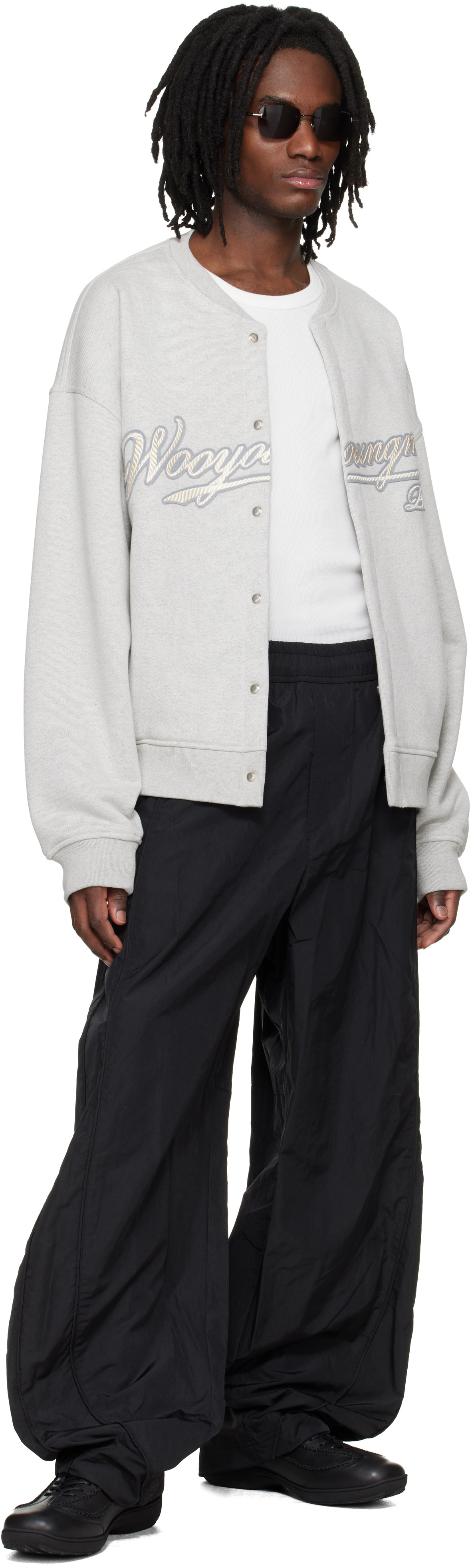 WOOYOUNGMI - Pull molletonné de style cardigan gris