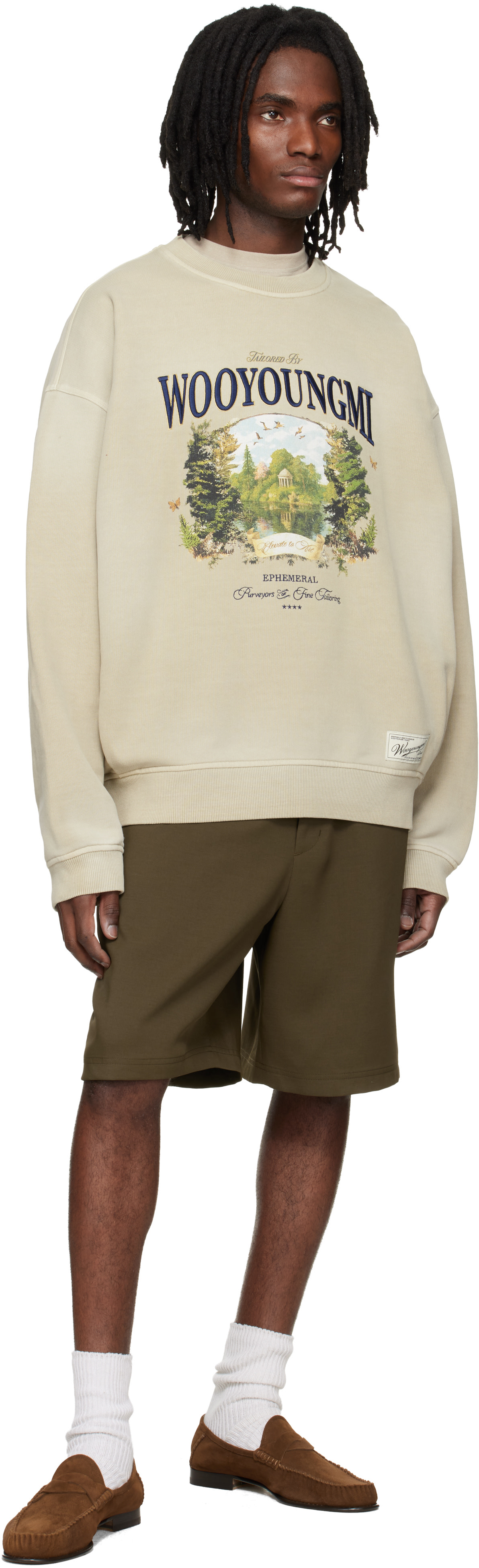 WOOYOUNGMI - Pull molletonné beige à image de jardin